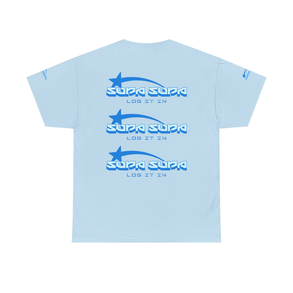 Supa Supa Retro Logo Tee — Blue Graphic Cotton T-Shirt