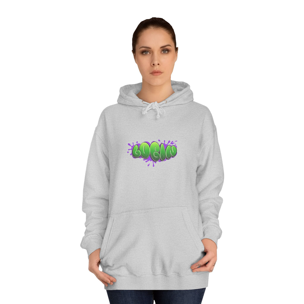 Hoodie with Green Graffiti "Login" Design - Streetwear Pullover