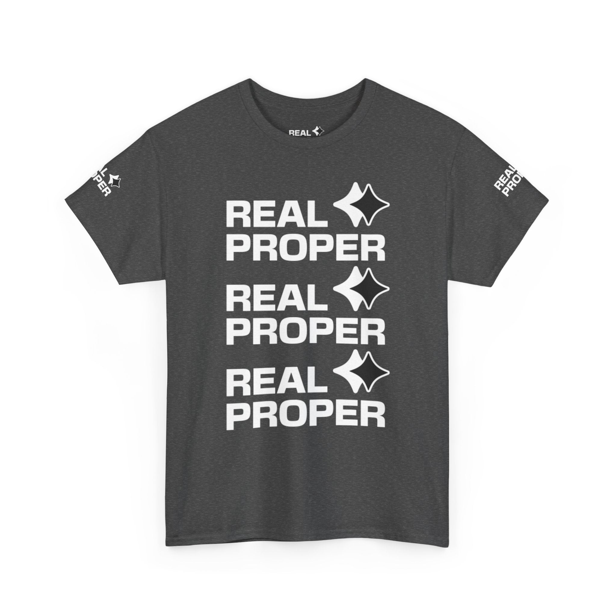 "Real Proper" Repeat Logo T‑Shirt