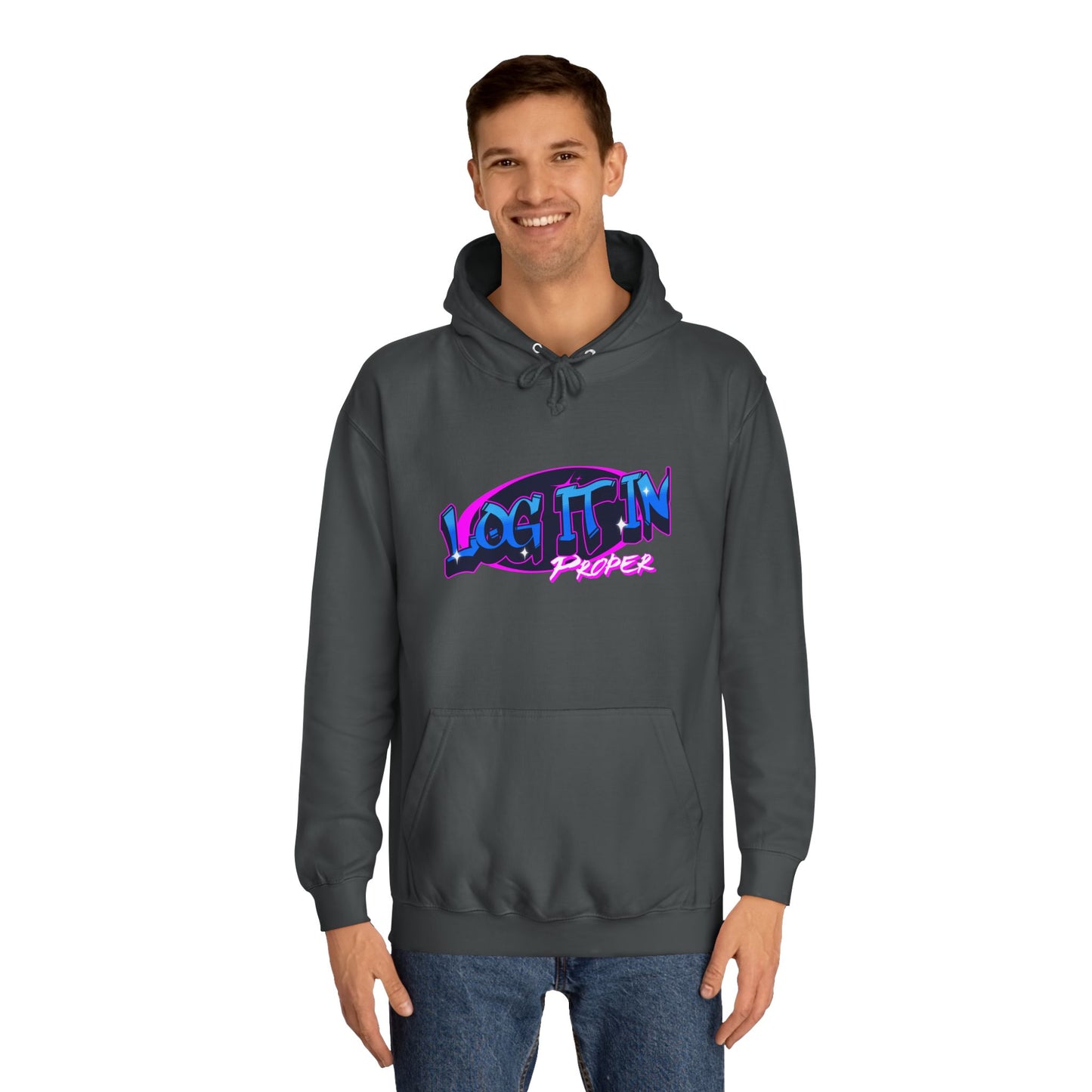 Vibrant Hoodie - Log It In, Unisex Pullover, Cozy Sweatshirt, College Apparel, Gift for Students, Trendy Fashion