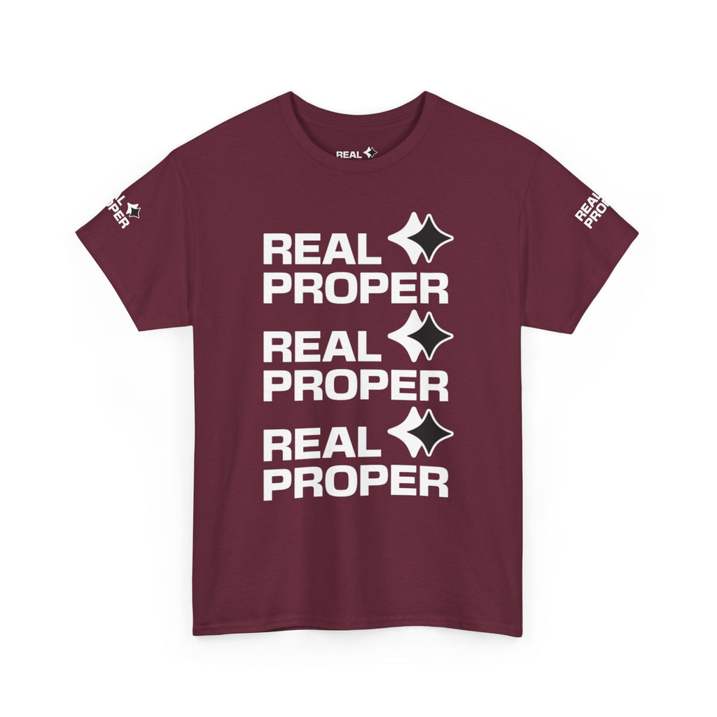 "Real Proper" Repeat Logo T‑Shirt