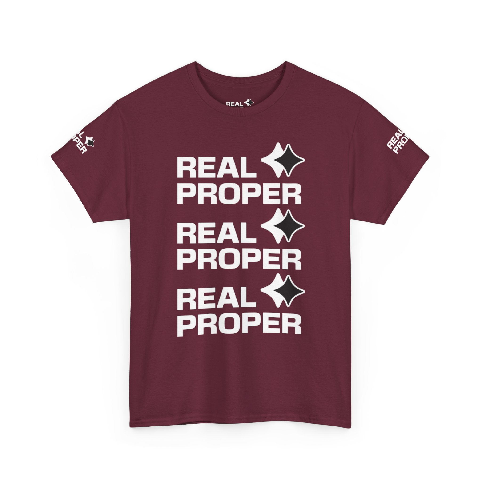 "Real Proper" Repeat Logo T‑Shirt