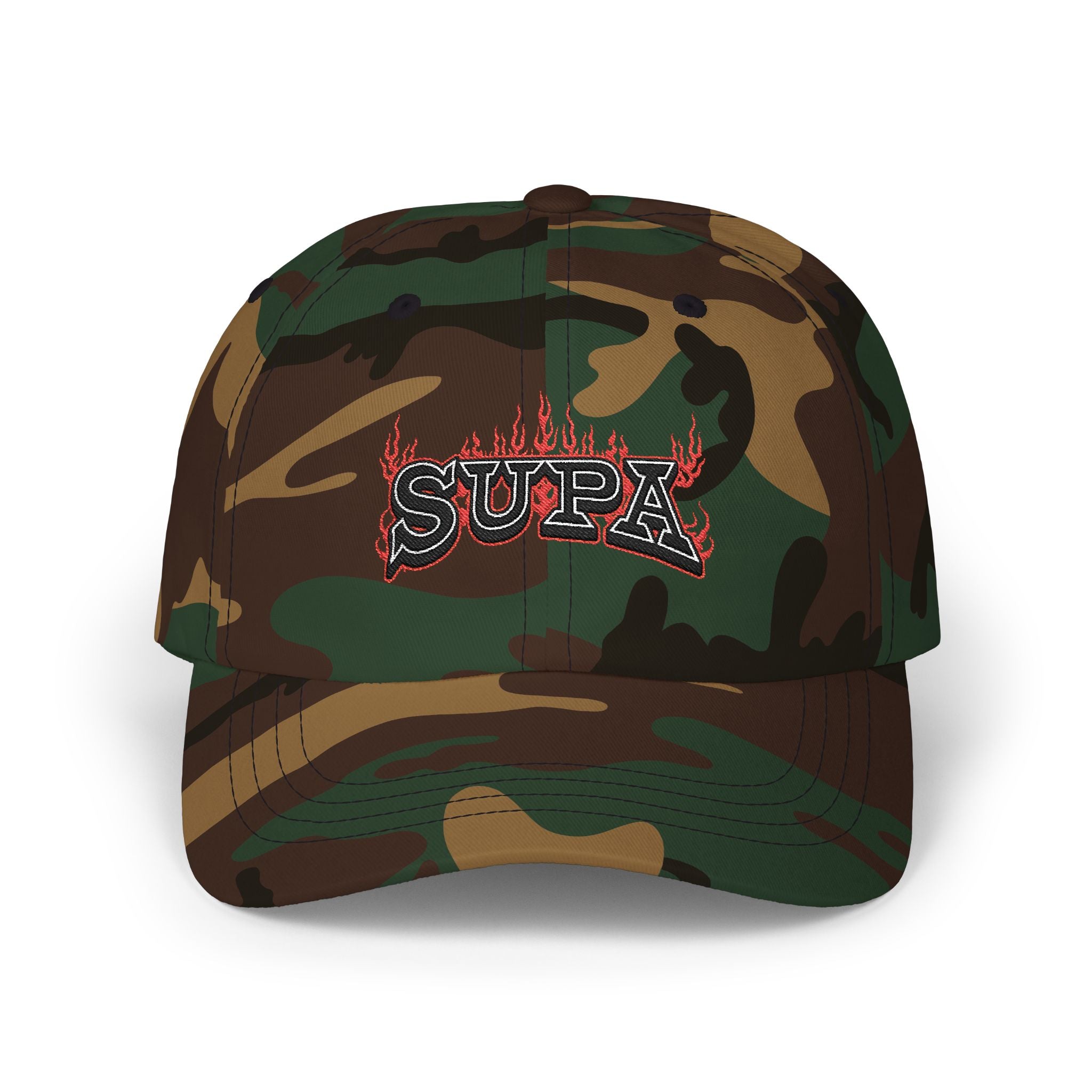 'SUPA' Flame Logo Embroidered Hat