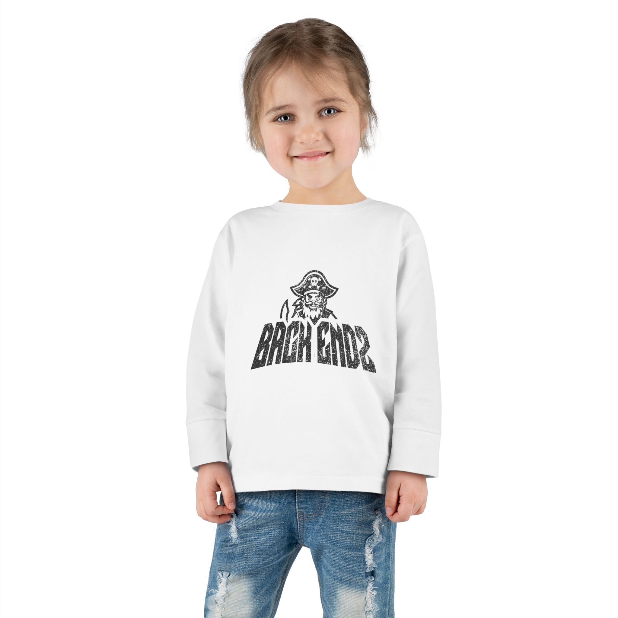 Toddler Long Sleeve Tee — Pirate Skull "Back Endz" Graphic