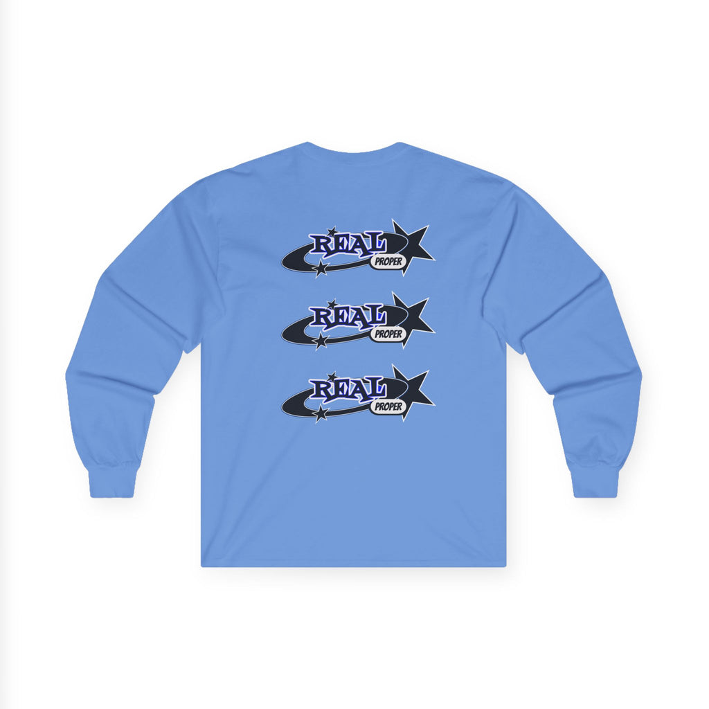 "Real Proper" Graphic Long Sleeve Tee — Retro Star Logo