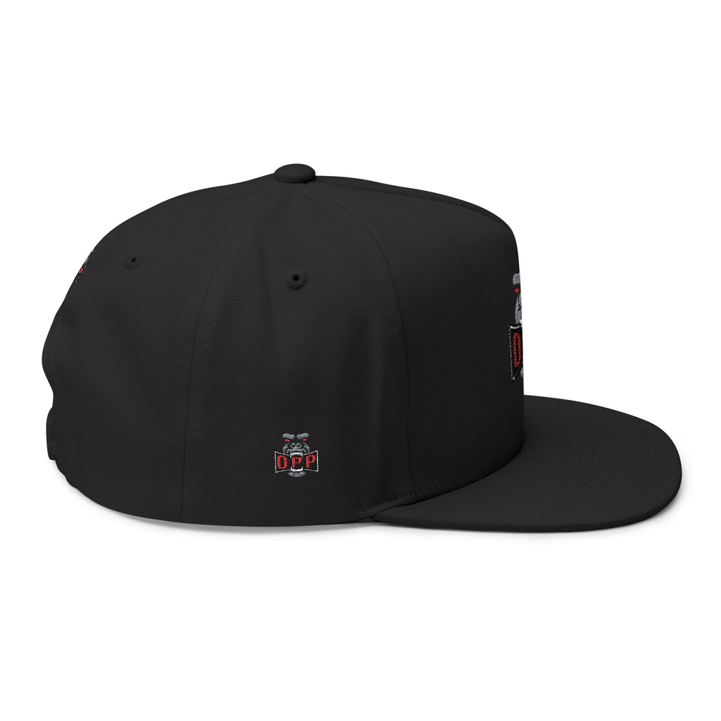 OPP Embroidered Flat Bill Cap — Retro Logo Snapback Hat