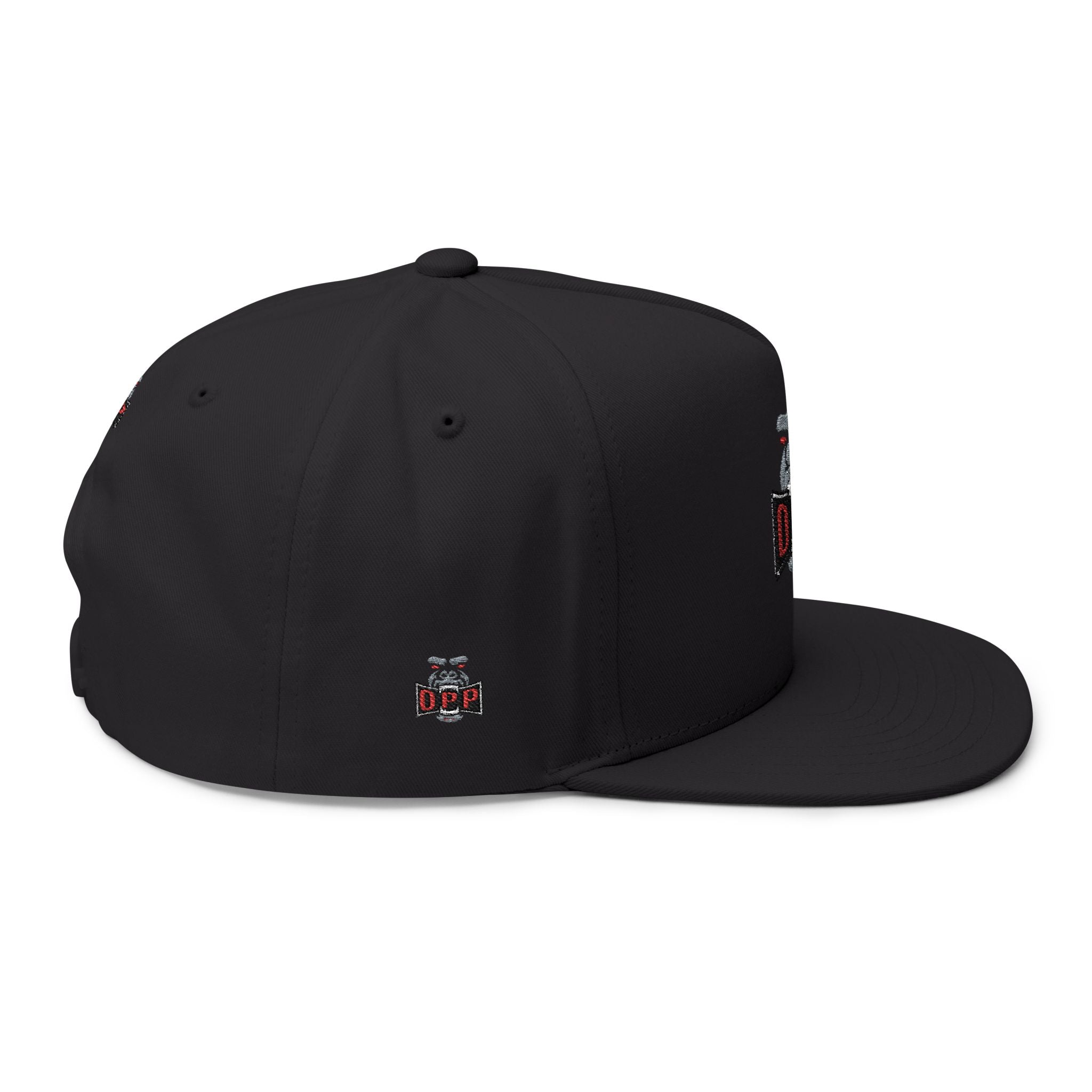 OPP Embroidered Flat Bill Cap — Retro Logo Snapback Hat