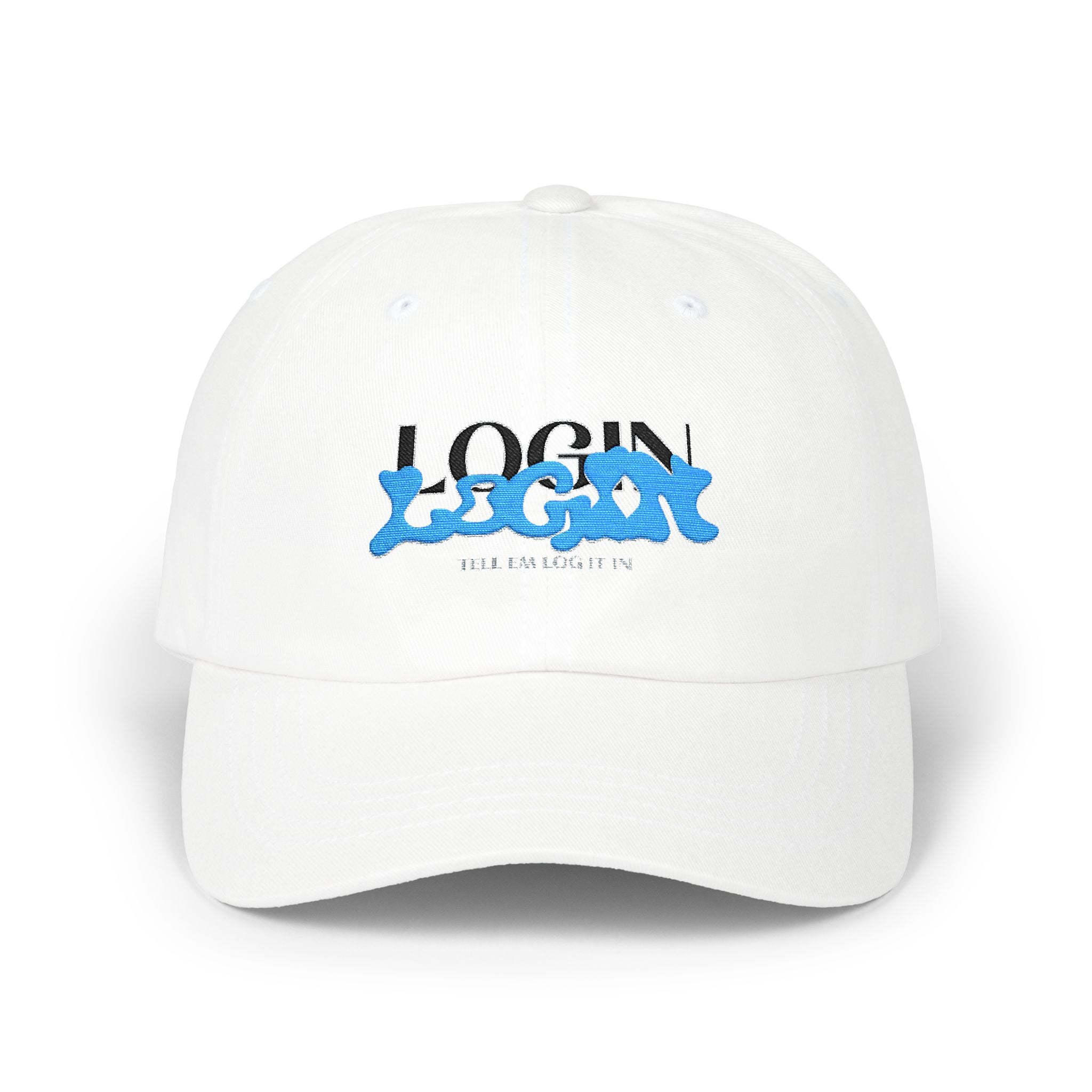 Classic Cap — "LOGIN" Blue Graffiti Embroidered Hat