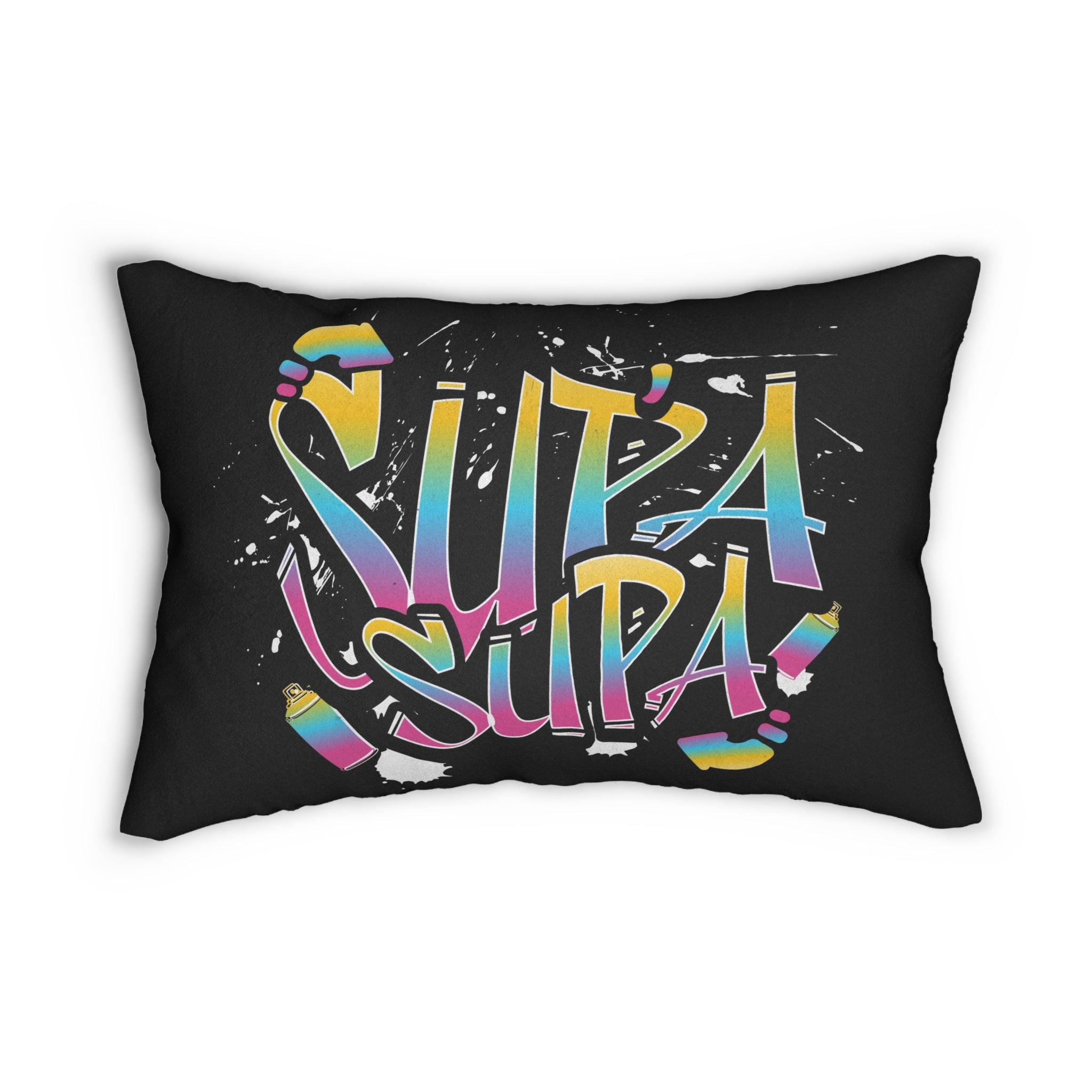 Lumbar Pillow — Colorful 'SUPA SUPA' Graffiti Accent Cushion