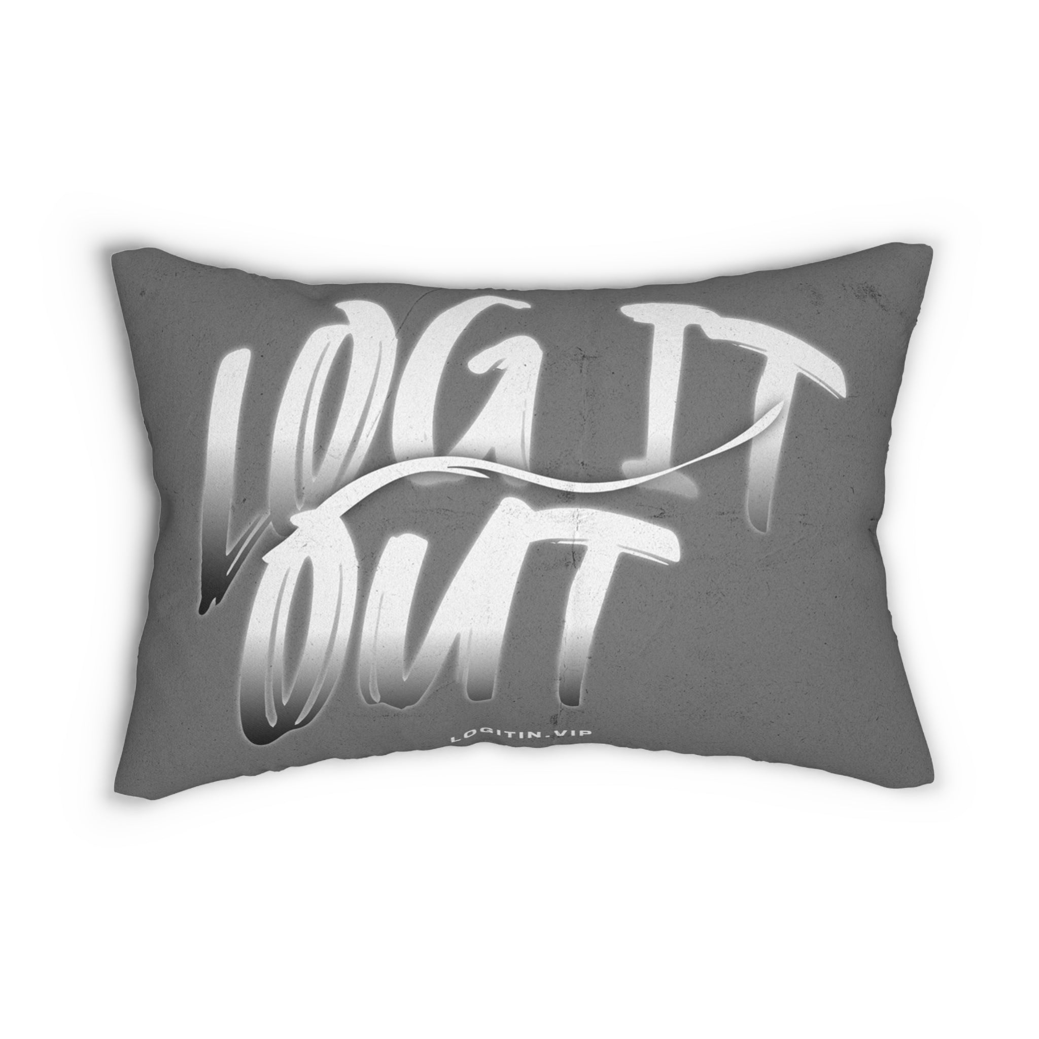 Lumbar Pillow — "Log It Out" Rustic Cabin Throw Pillow