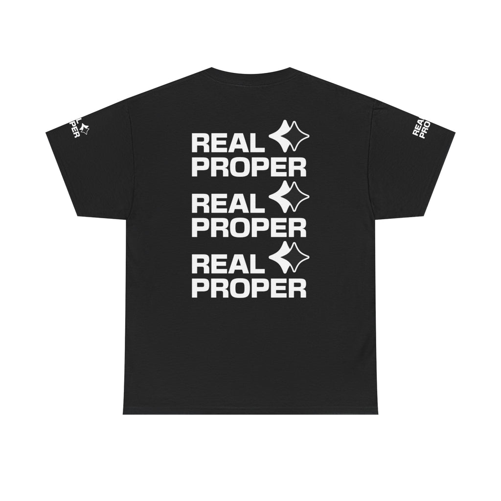 "Real Proper" Repeat Logo T‑Shirt