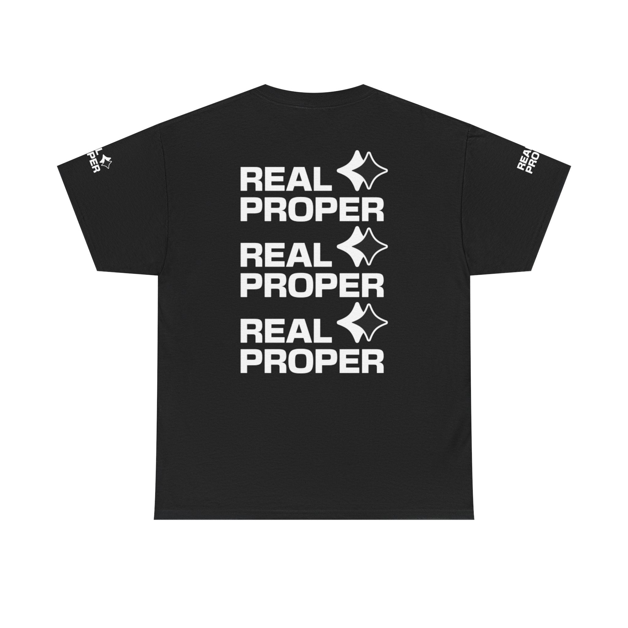 "Real Proper" Repeat Logo T‑Shirt