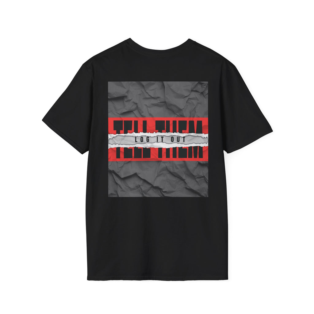 T-Shirt — LOG IT OUT Red Tape Graphic Tee ("LOG IT OUT")