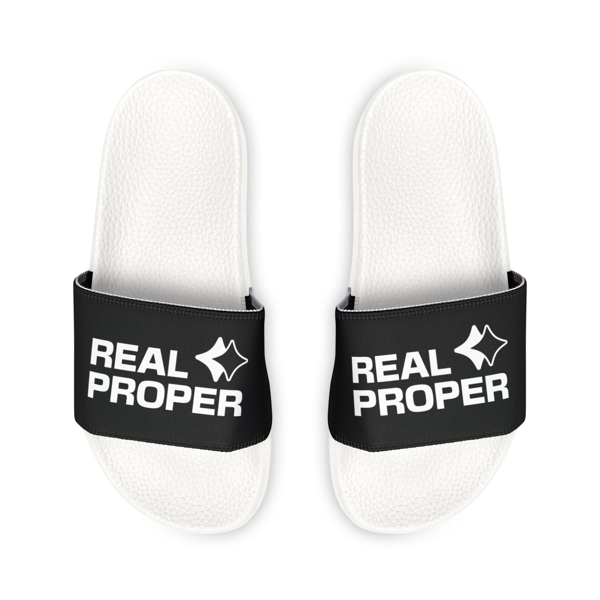 Youth Slide Sandals — "REAL PROPER" Adjustable-Strap Pool & Casual Slides