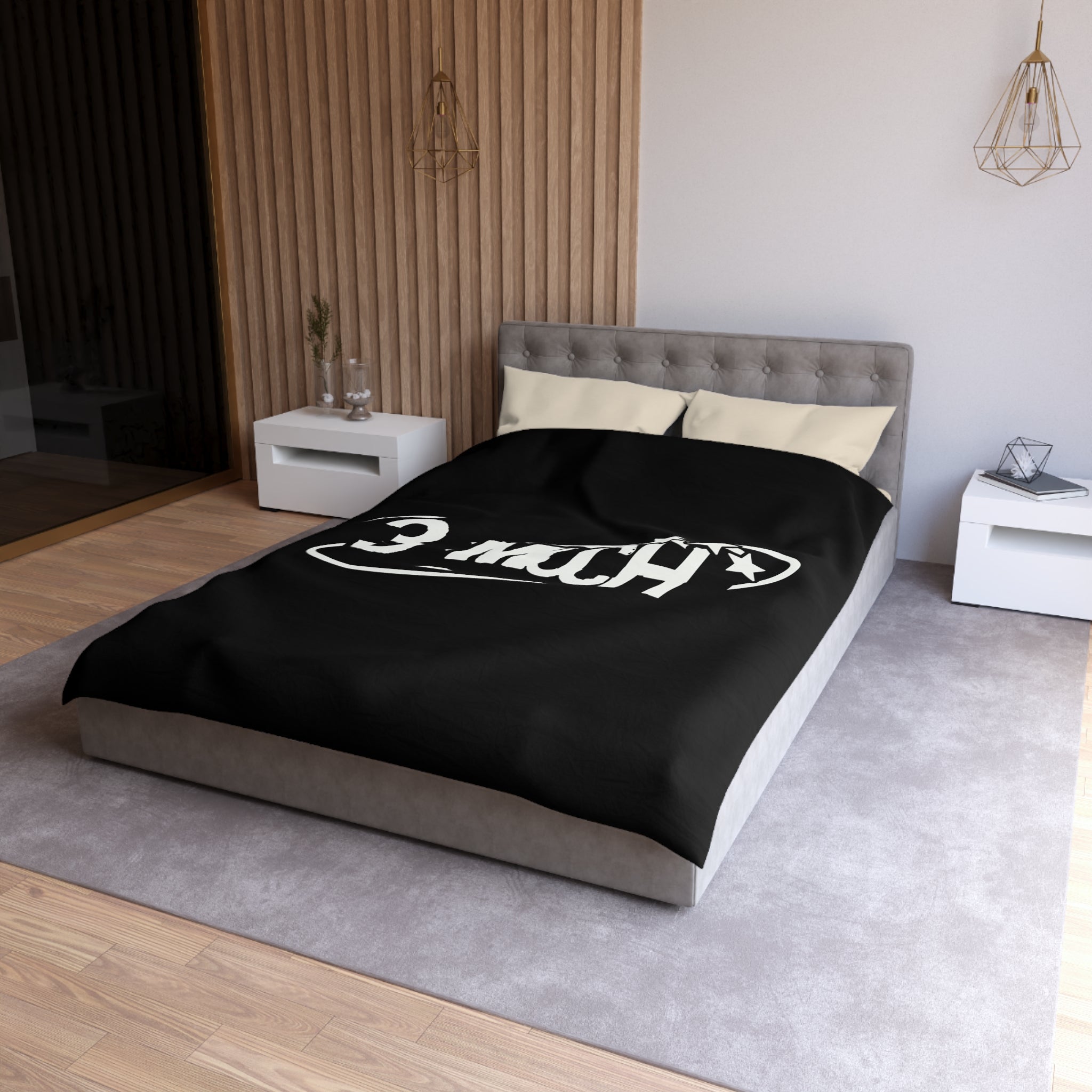 Duvet Cover — '3 Much' Bold Graphic Black Microfiber Duvet