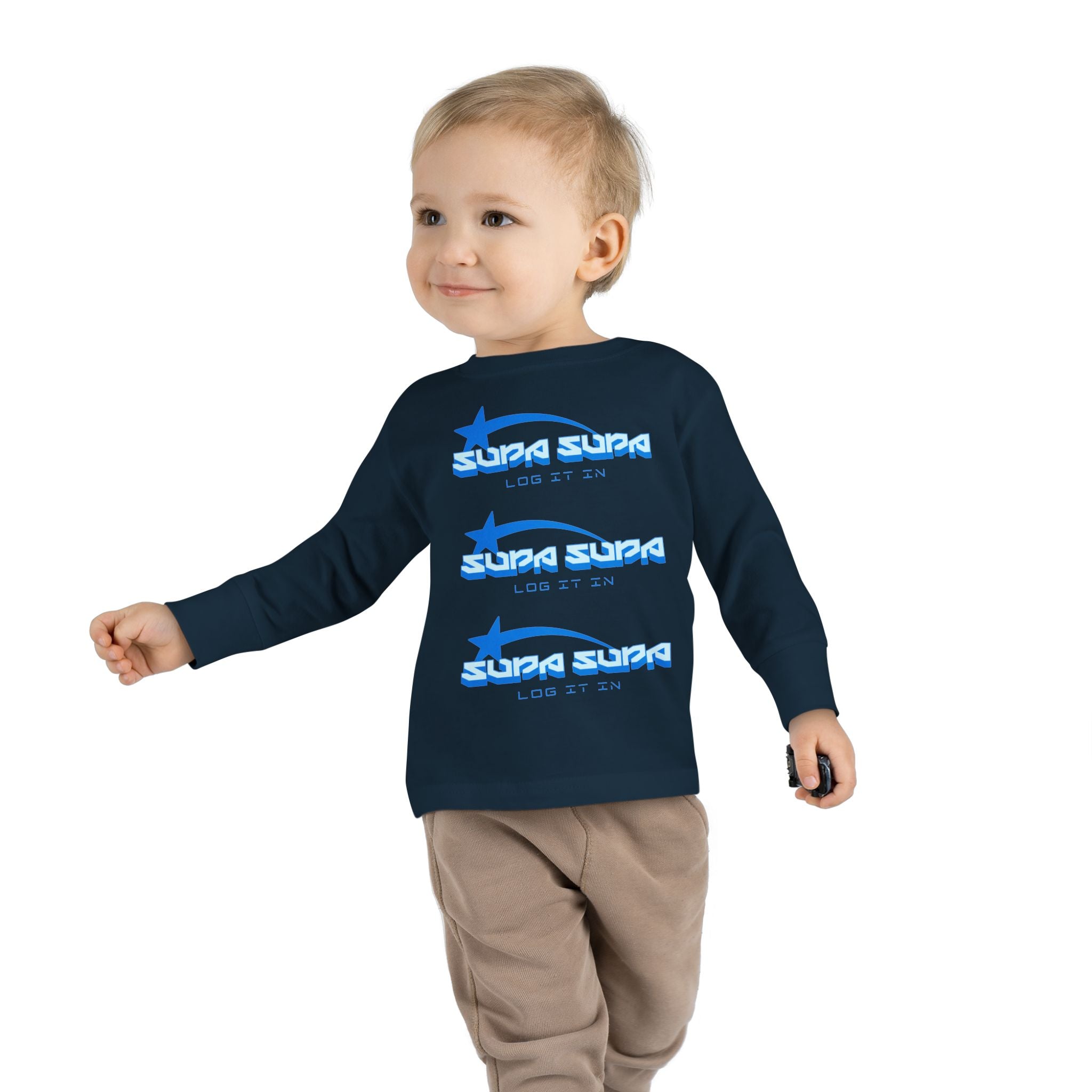 Toddler Long Sleeve Tee — Blue Shooting Star "Super Star" Graphic