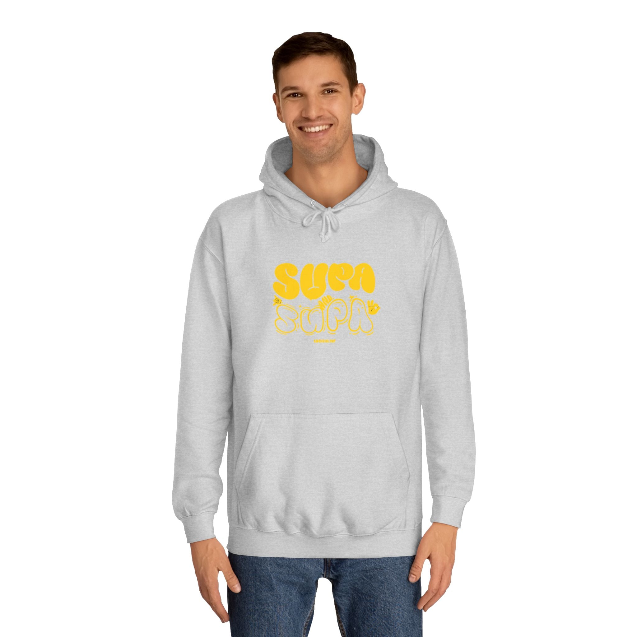 Cheerful Unisex Supa Supa Hoodie - Cozy Streetwear, Campus Style, Trendy Gift, Relaxed Fit, Perfect for Every day