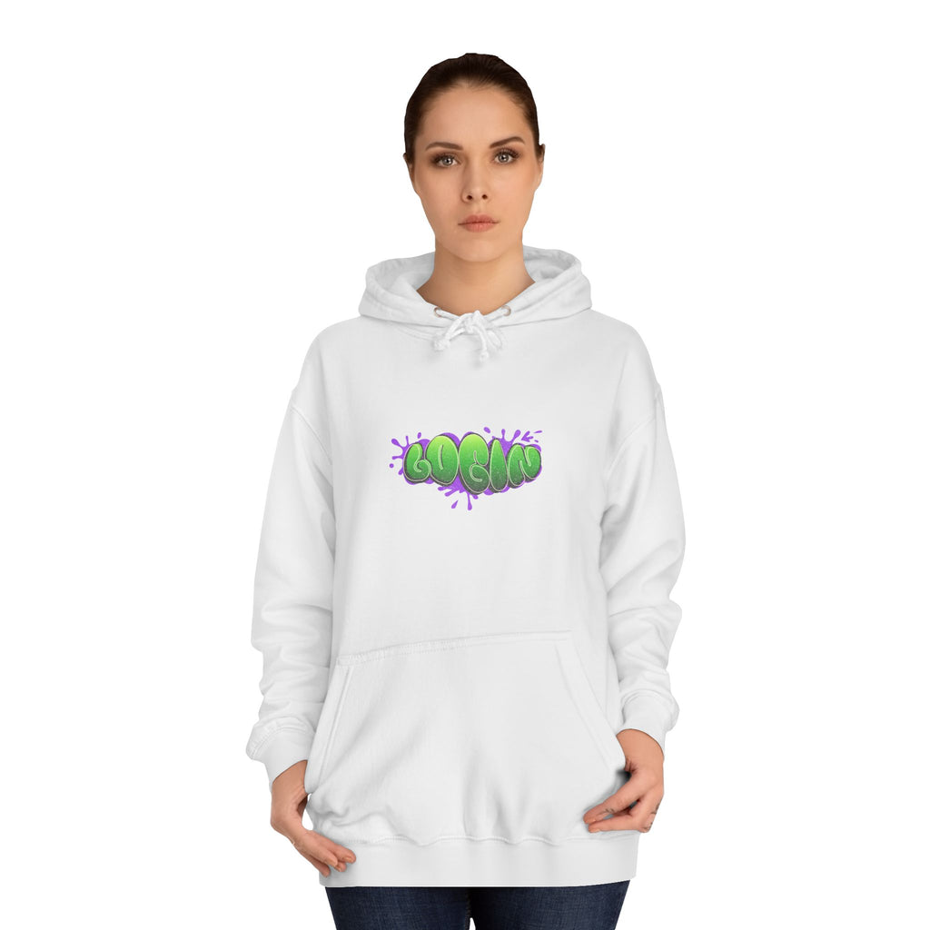 Hoodie with Green Graffiti "Login" Design - Streetwear Pullover