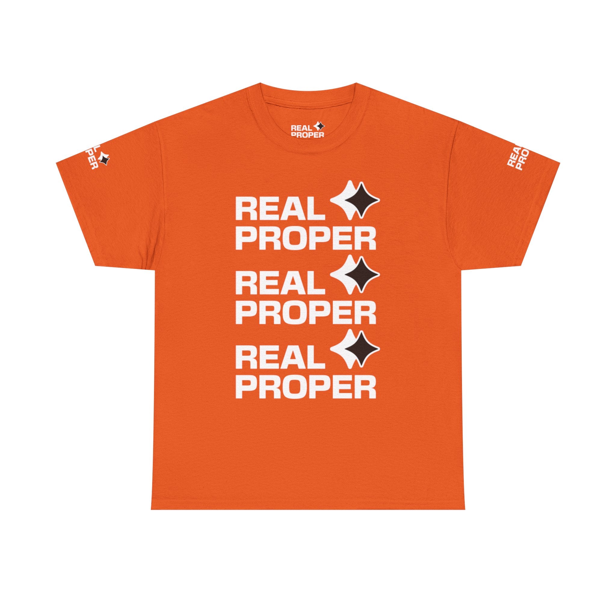 "Real Proper" Repeat Logo T‑Shirt