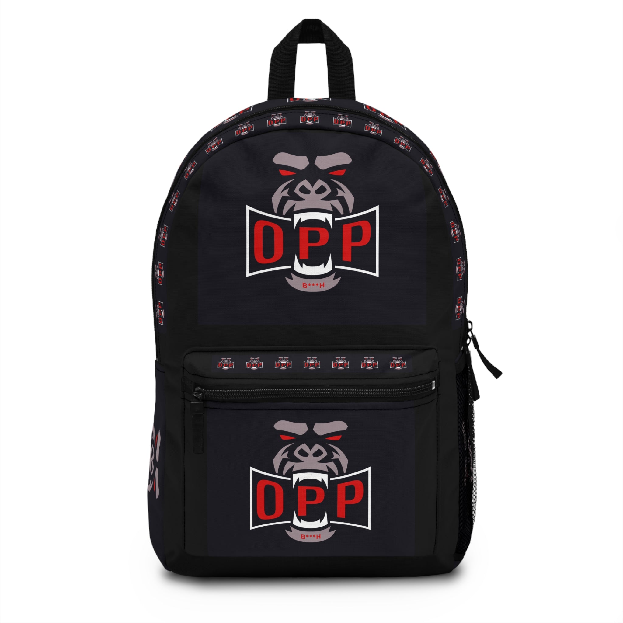 OPP Gorilla Logo Backpack — Black Graphic School & Travel Bag