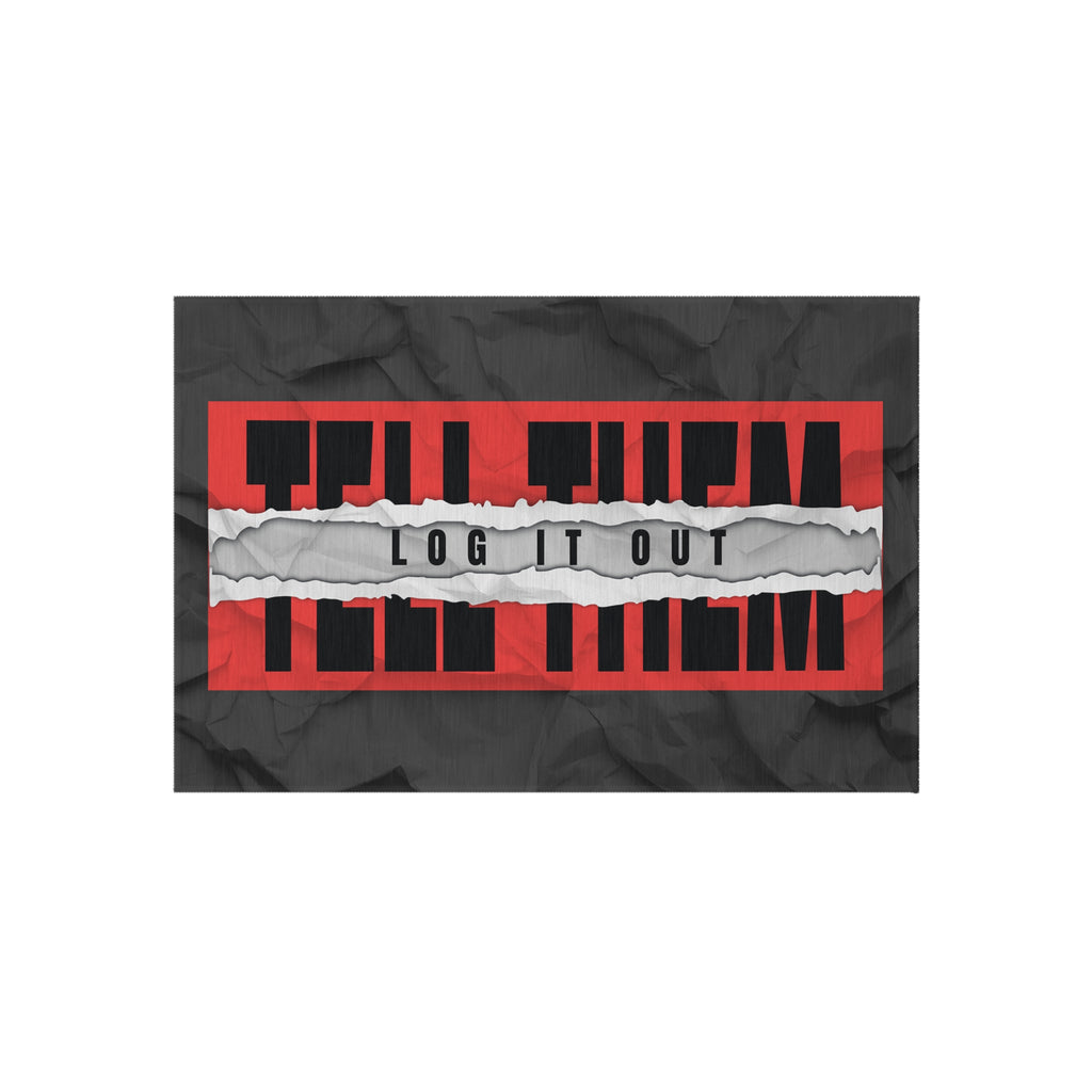 Outdoor Rug — 'Log It Out' Bold Graphic Welcome Mat