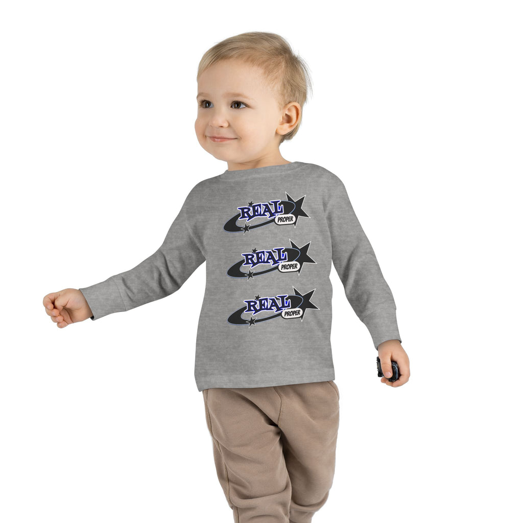 Toddler Long Sleeve Tee — 'Real Proper' Star Graphic Kids Shirt