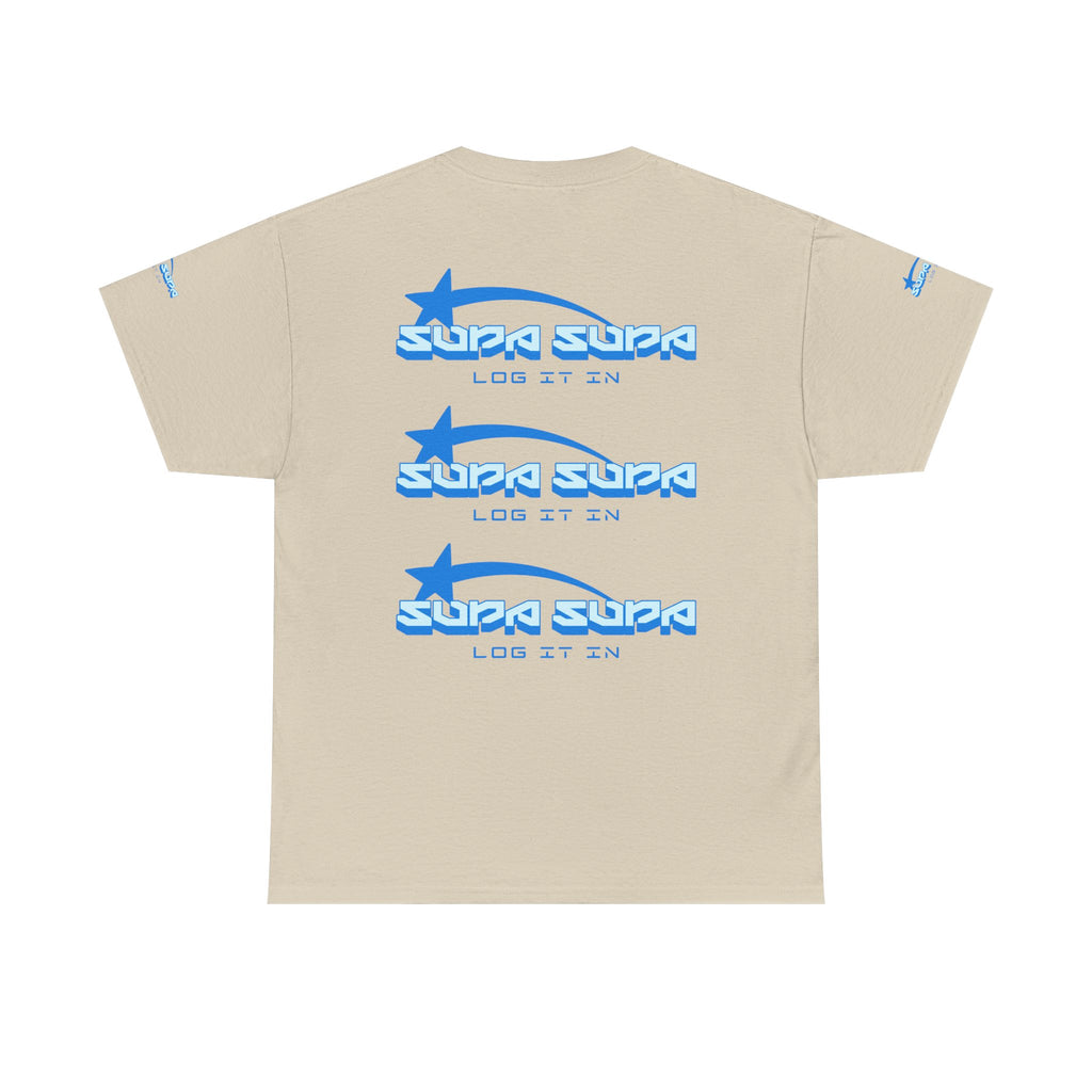 Supa Supa Retro Logo Tee — Blue Graphic Cotton T-Shirt