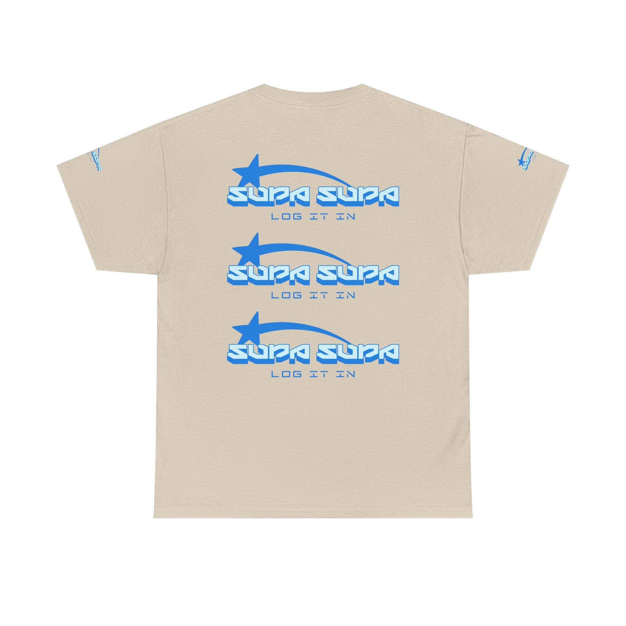 Supa Supa Retro Logo Tee — Blue Graphic Cotton T-Shirt
