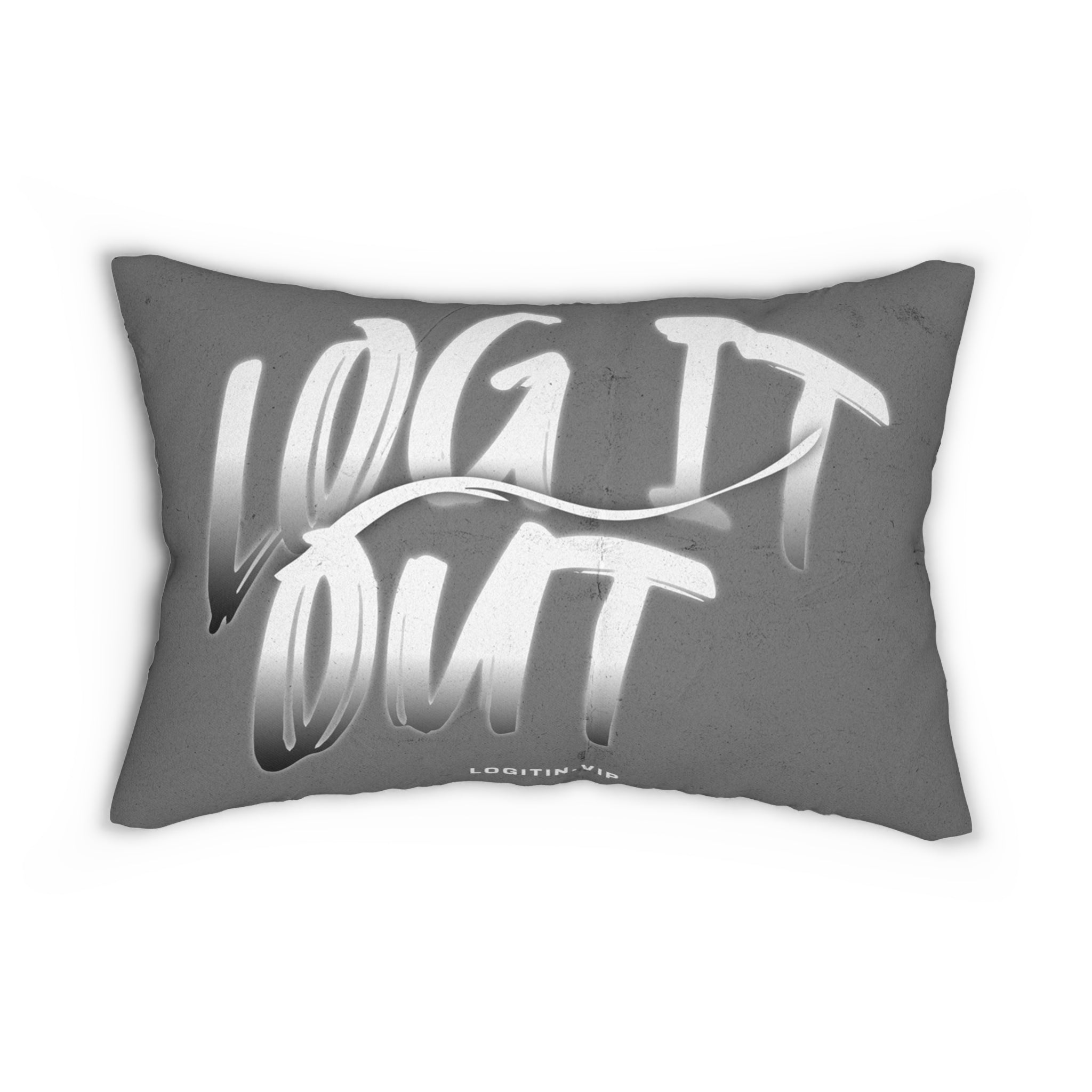 Lumbar Pillow — "Log It Out" Rustic Cabin Throw Pillow