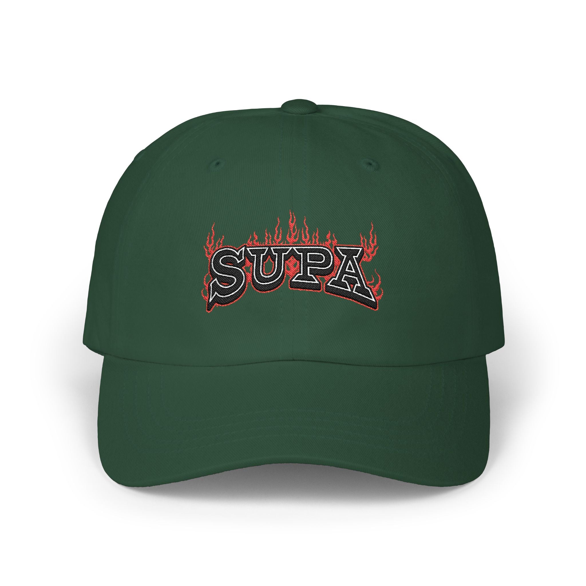 'SUPA' Flame Logo Embroidered Hat