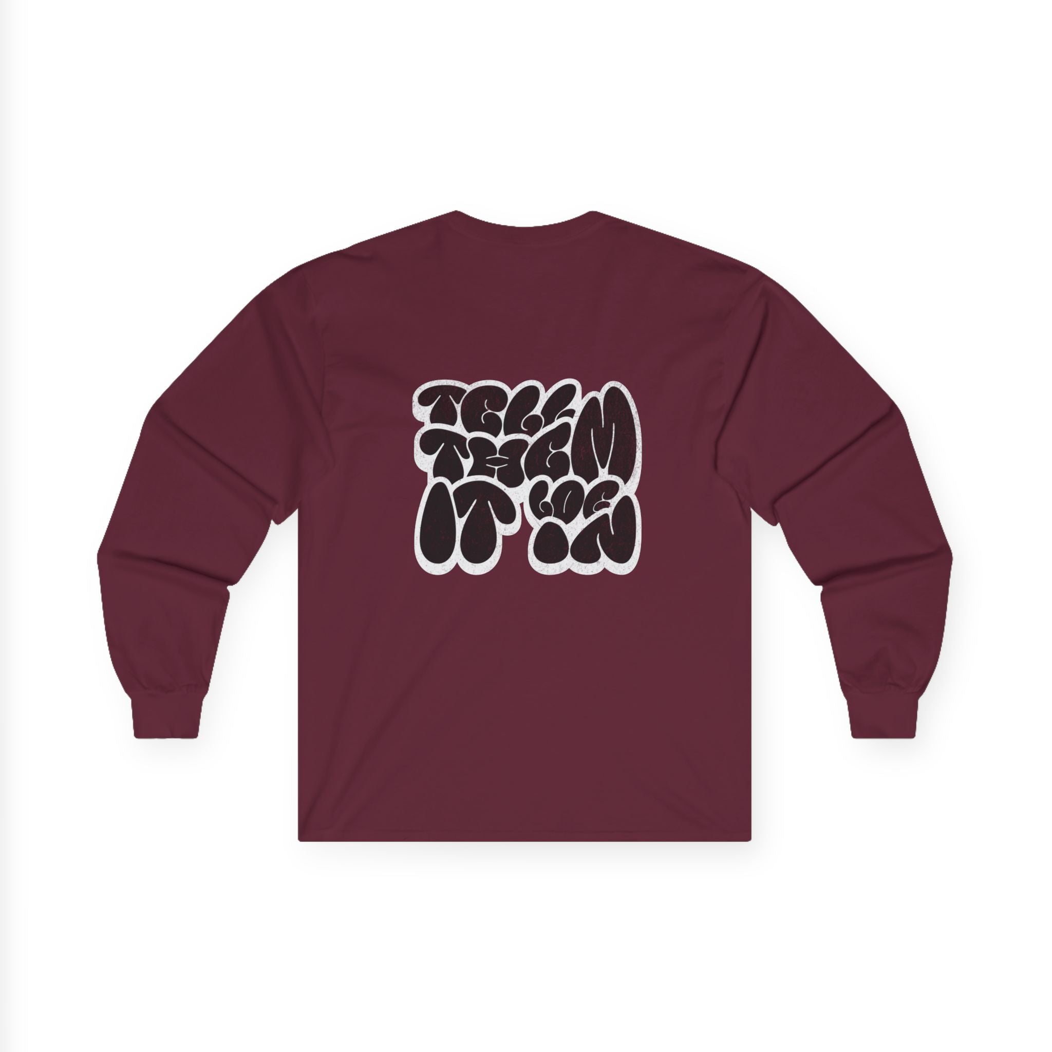 Long Sleeve "LOG IT IN" Tee — Retro Pebble Typography Graphic