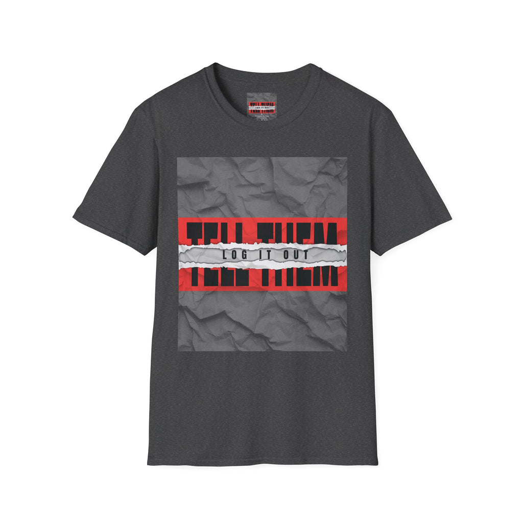 T-Shirt — LOG IT OUT Red Tape Graphic Tee ("LOG IT OUT")