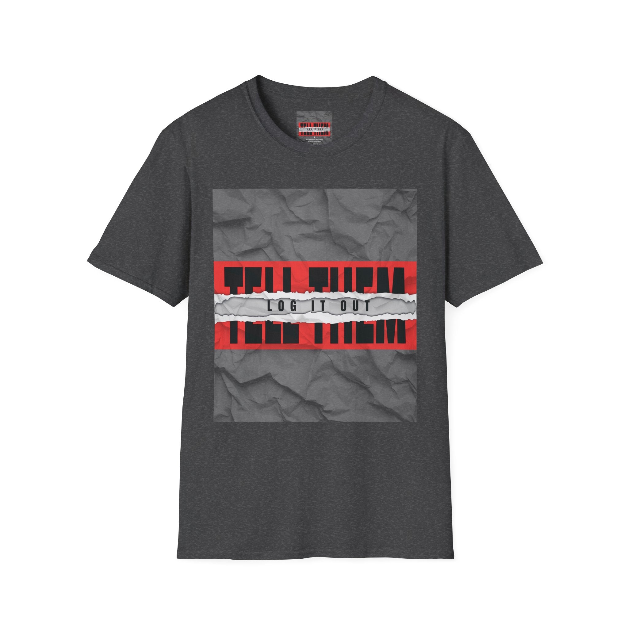 T-Shirt — LOG IT OUT Red Tape Graphic Tee ("LOG IT OUT")