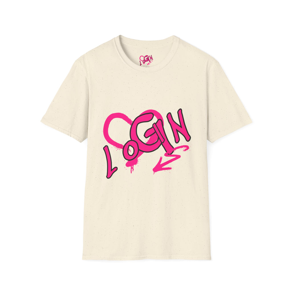 T-Shirt — Pink Graffiti 'Login' Streetwear Tee
