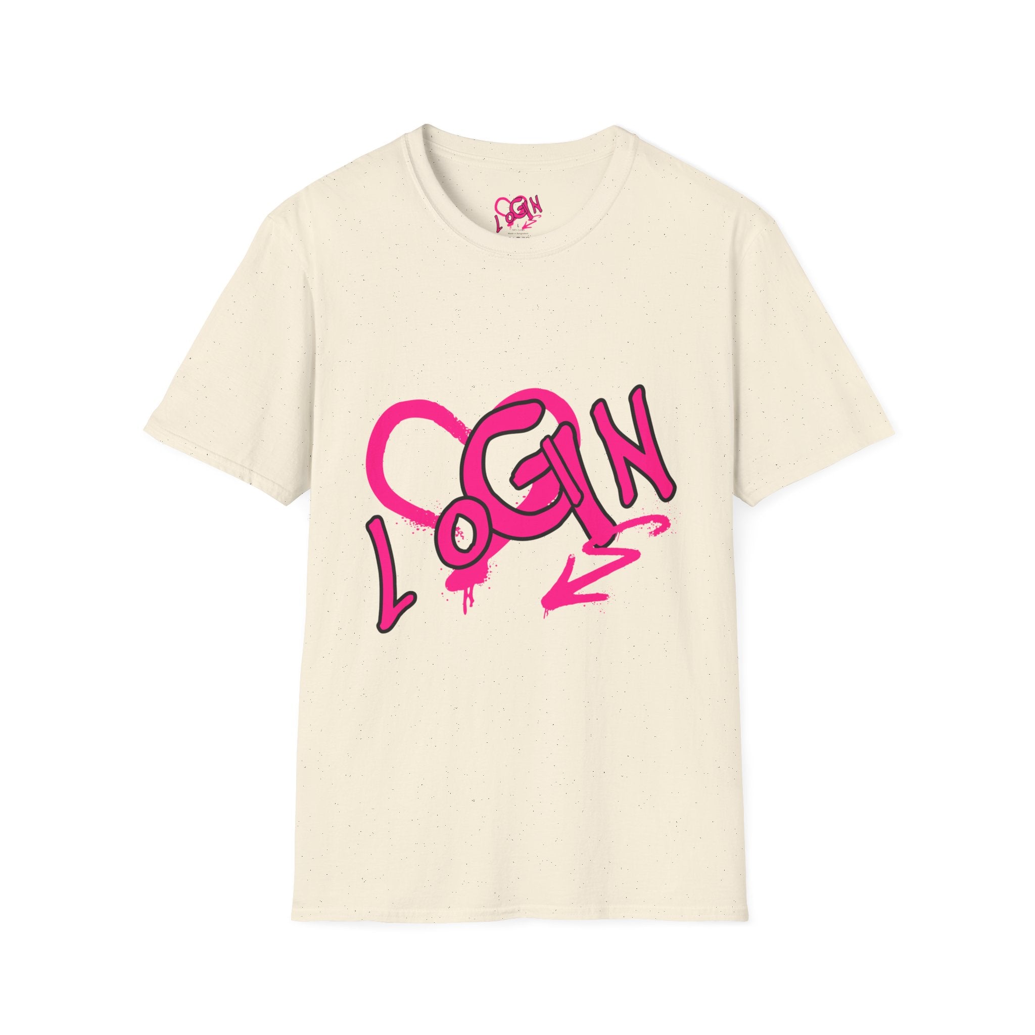T-Shirt — Pink Graffiti 'Login' Streetwear Tee