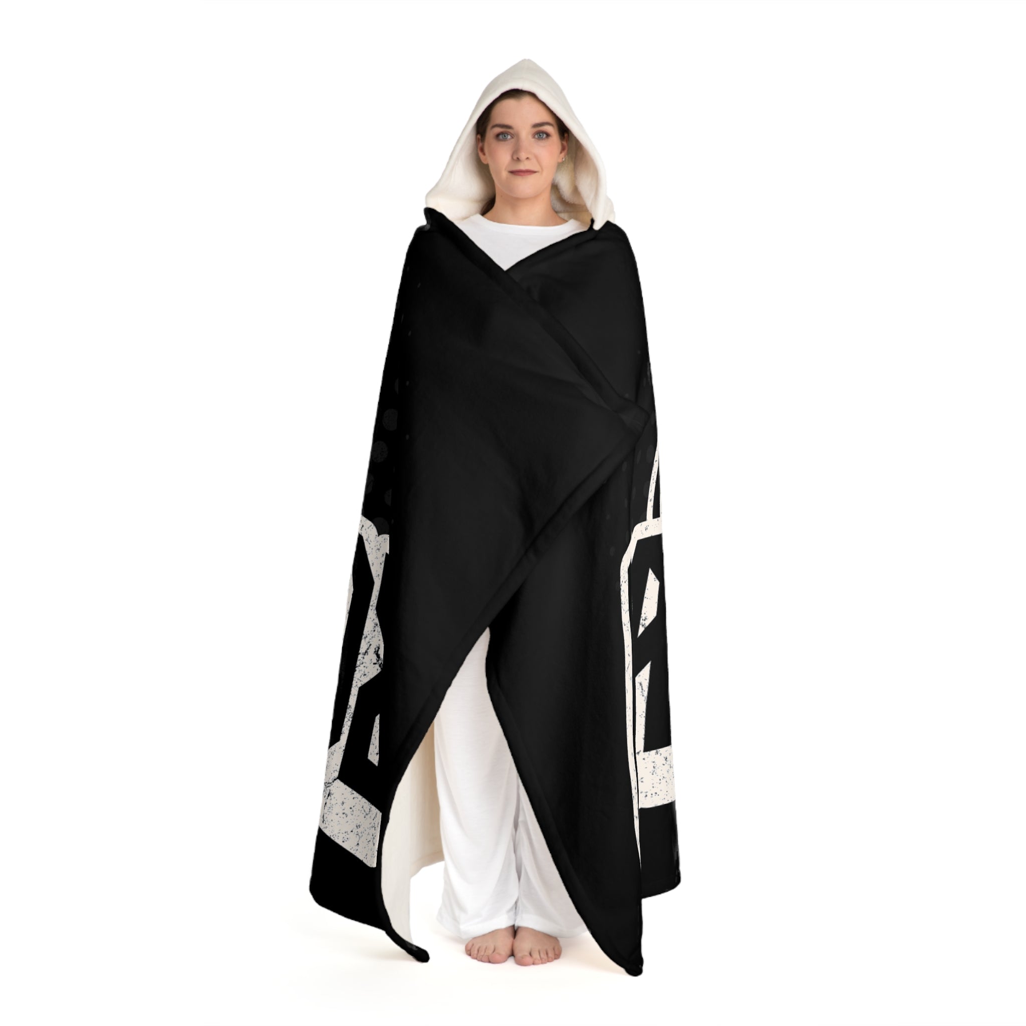 Hooded Sherpa Blanket - Cozy Black "Back Endz" Plush Lining