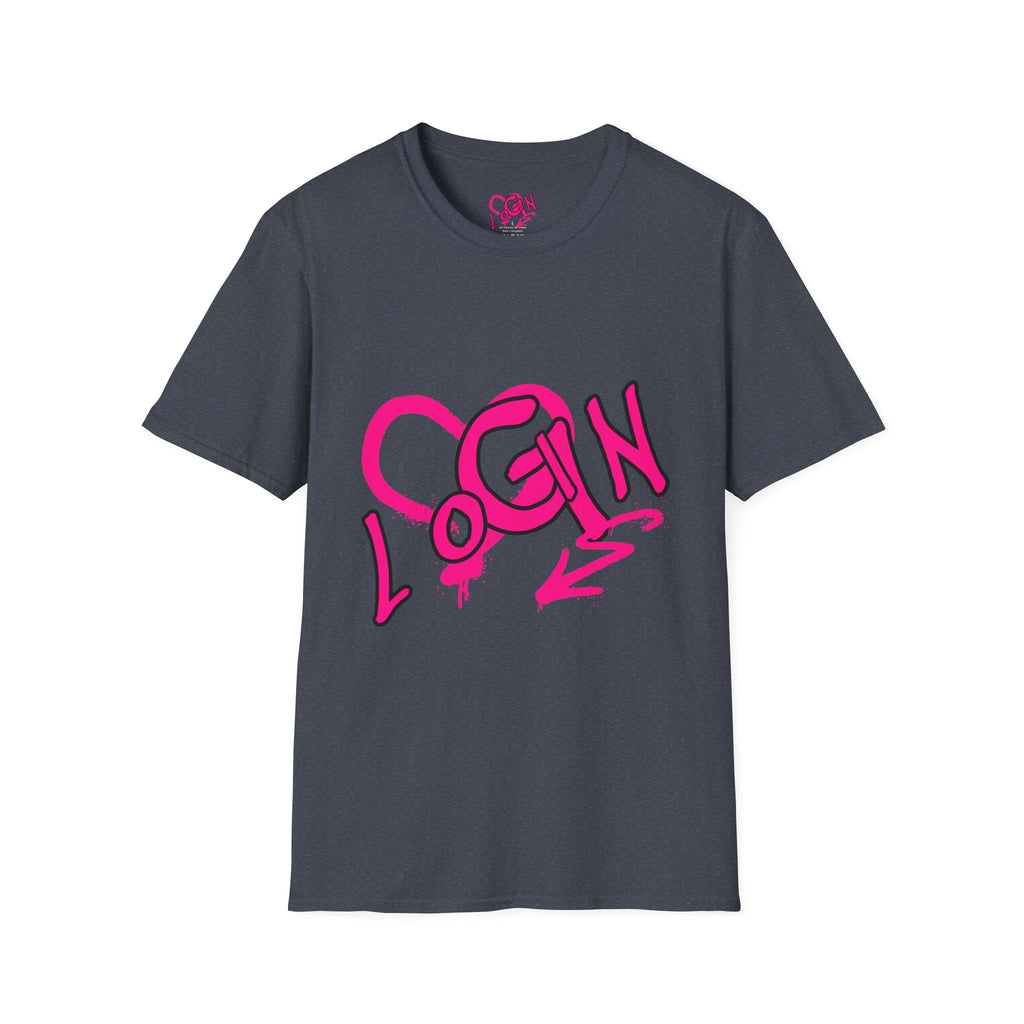T-Shirt — Pink Graffiti 'Login' Streetwear Tee