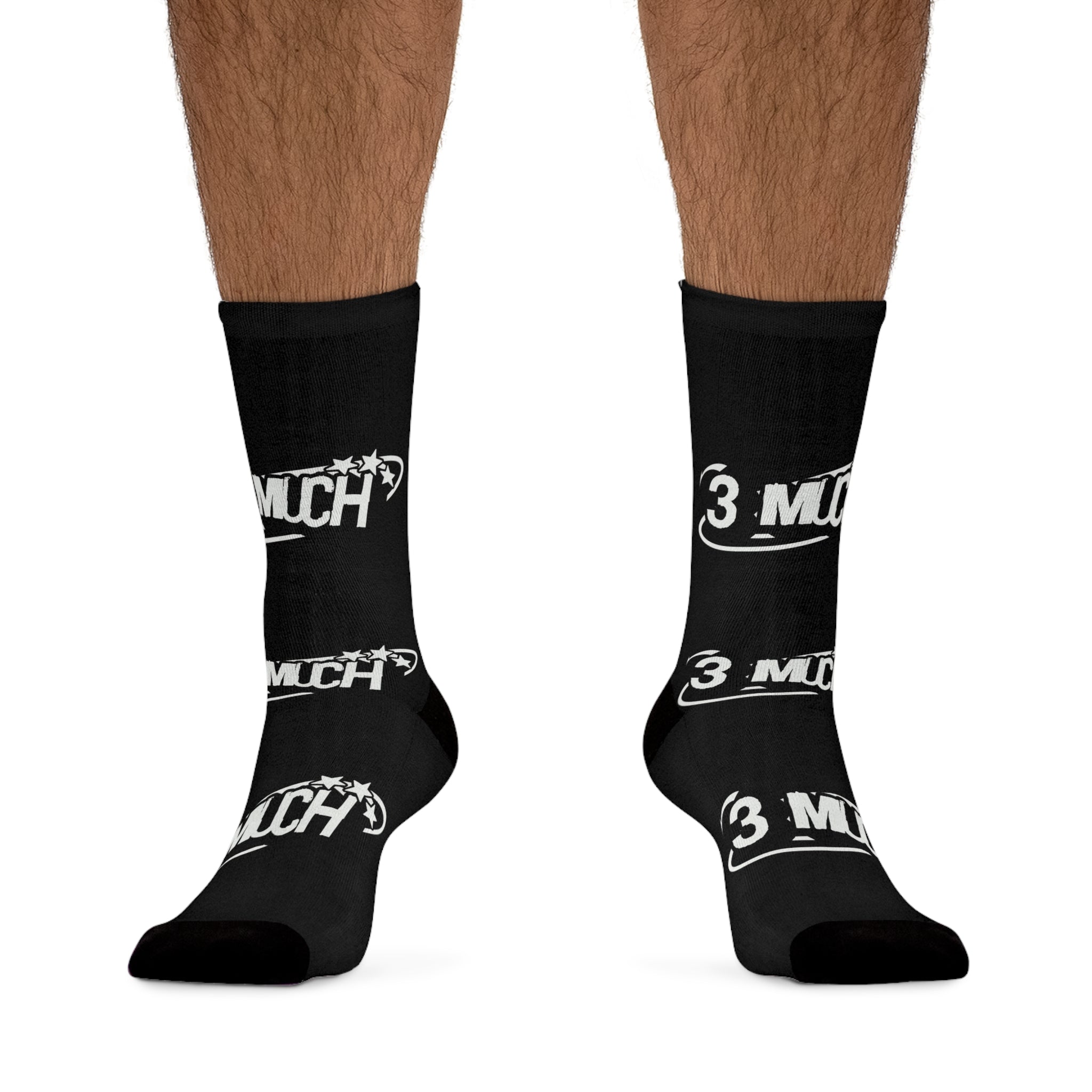 Black Logo Crew Socks — Poly '3 Much' Patterned Socks