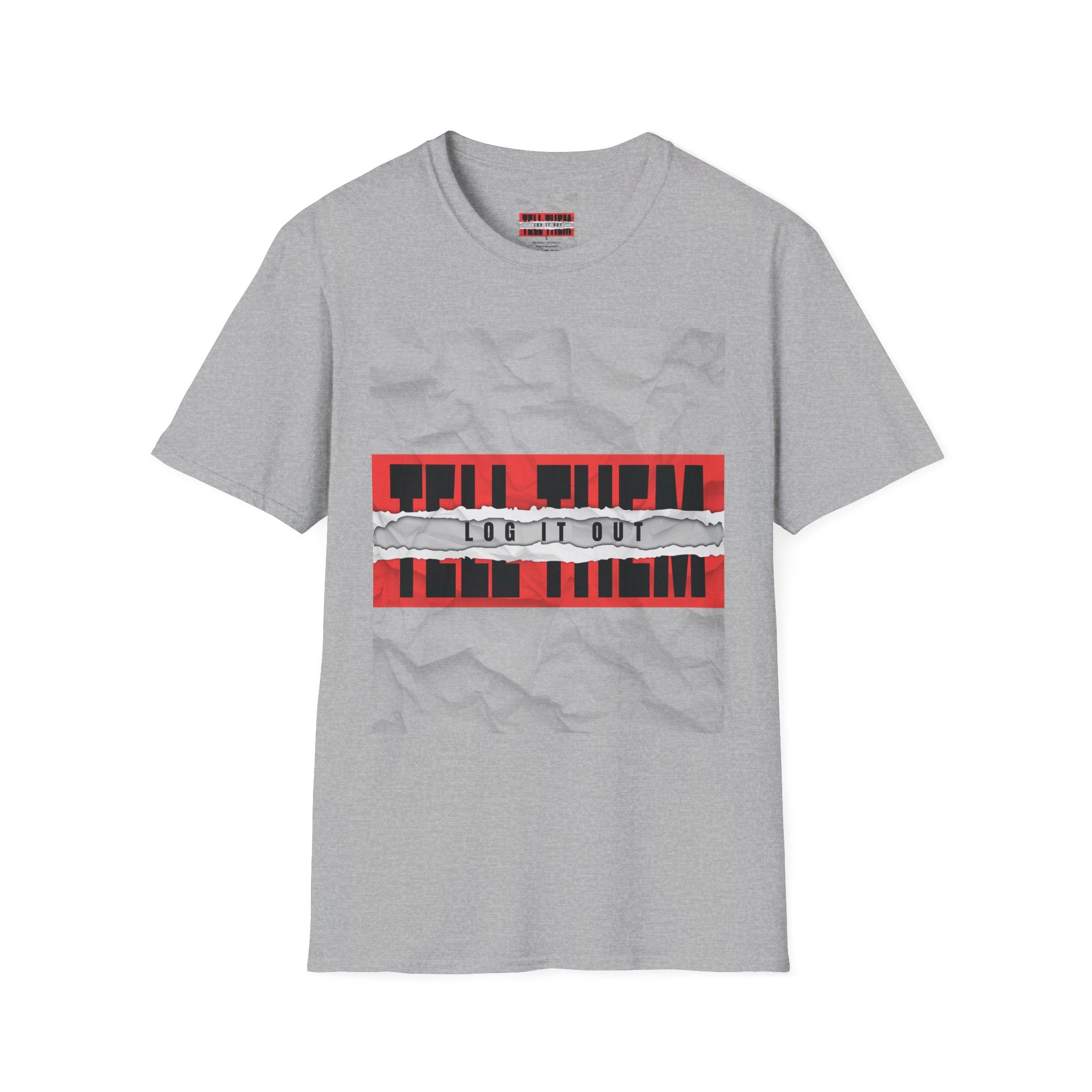 T-Shirt — LOG IT OUT Red Tape Graphic Tee ("LOG IT OUT")