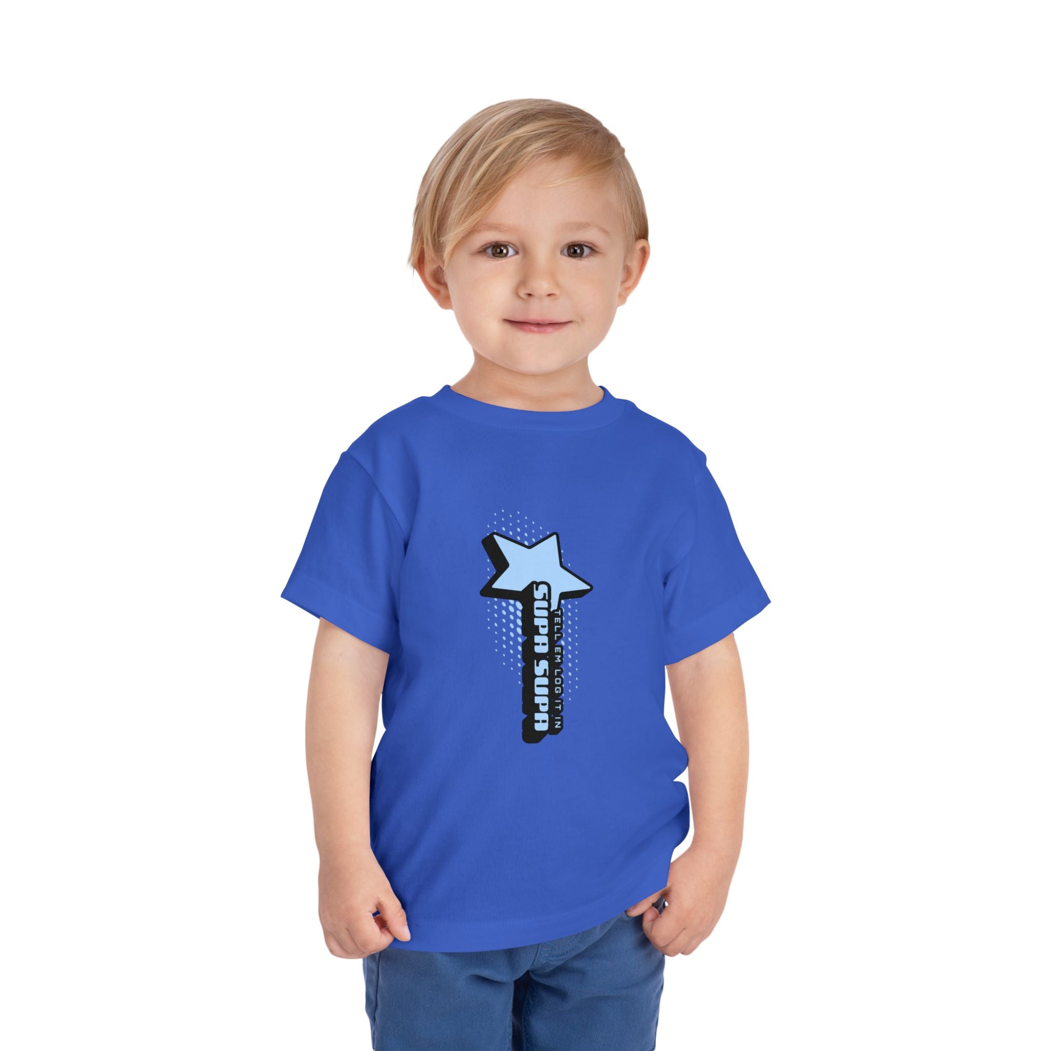 Toddler Tee — Blue Star "Tell em log it in" Graphic