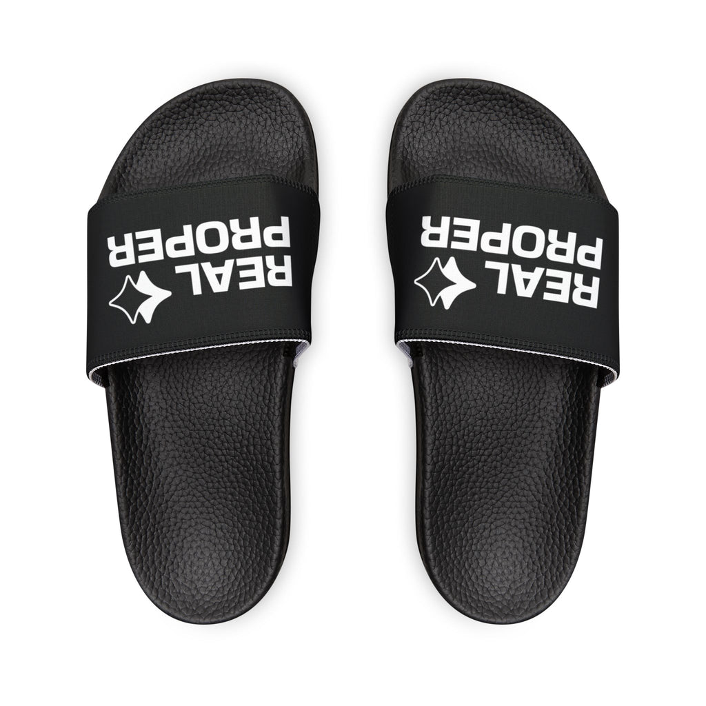 Youth Slide Sandals — "REAL PROPER" Adjustable-Strap Pool & Casual Slides