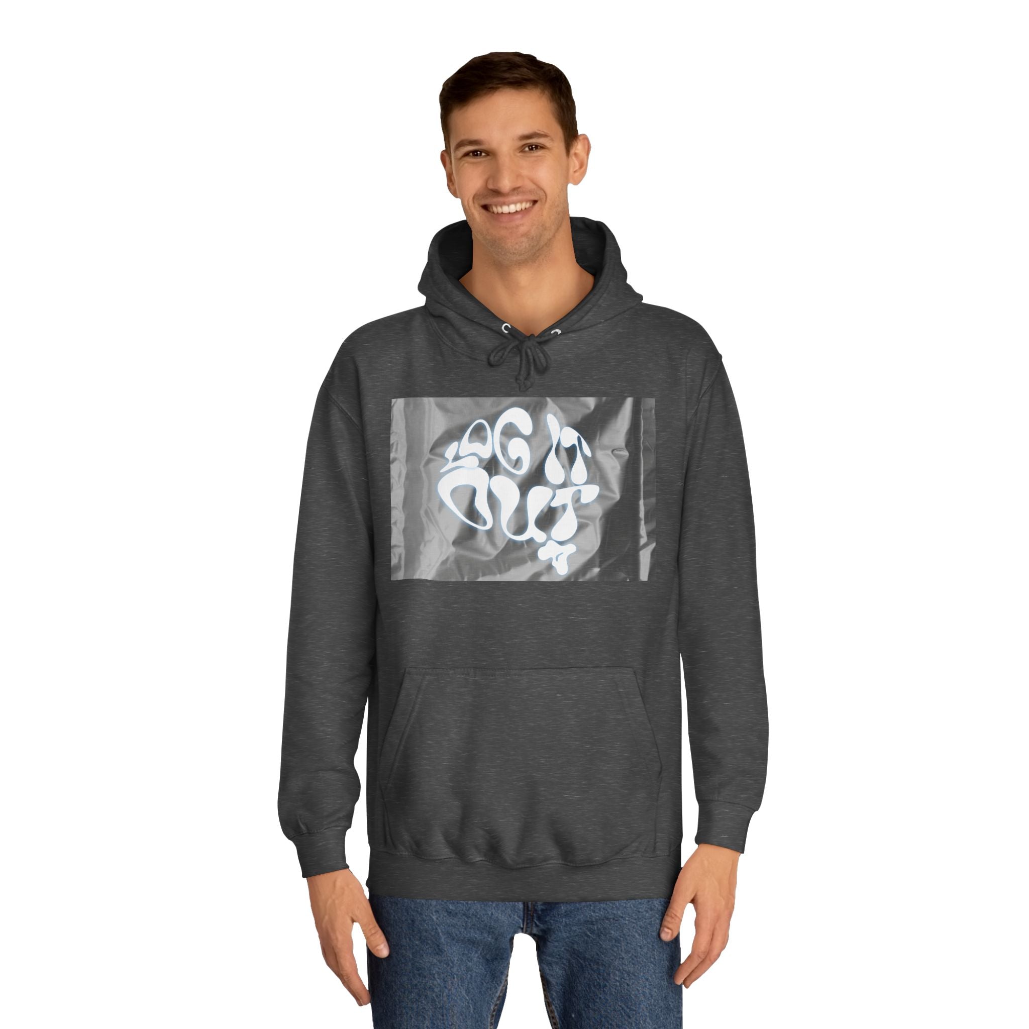 Cozy Unisex 'LOG IT OUT' Hoodie with Abstract Design, Sweatshirt, Graphic Hoodie, Casual Wear, Perfect Fit