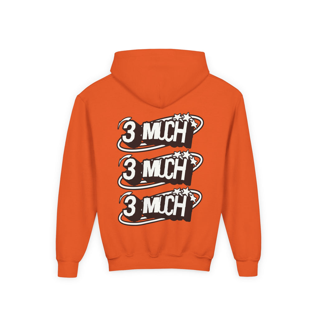 Youth Hoodie — Retro '3 MUCH'Style Graphic Pullover