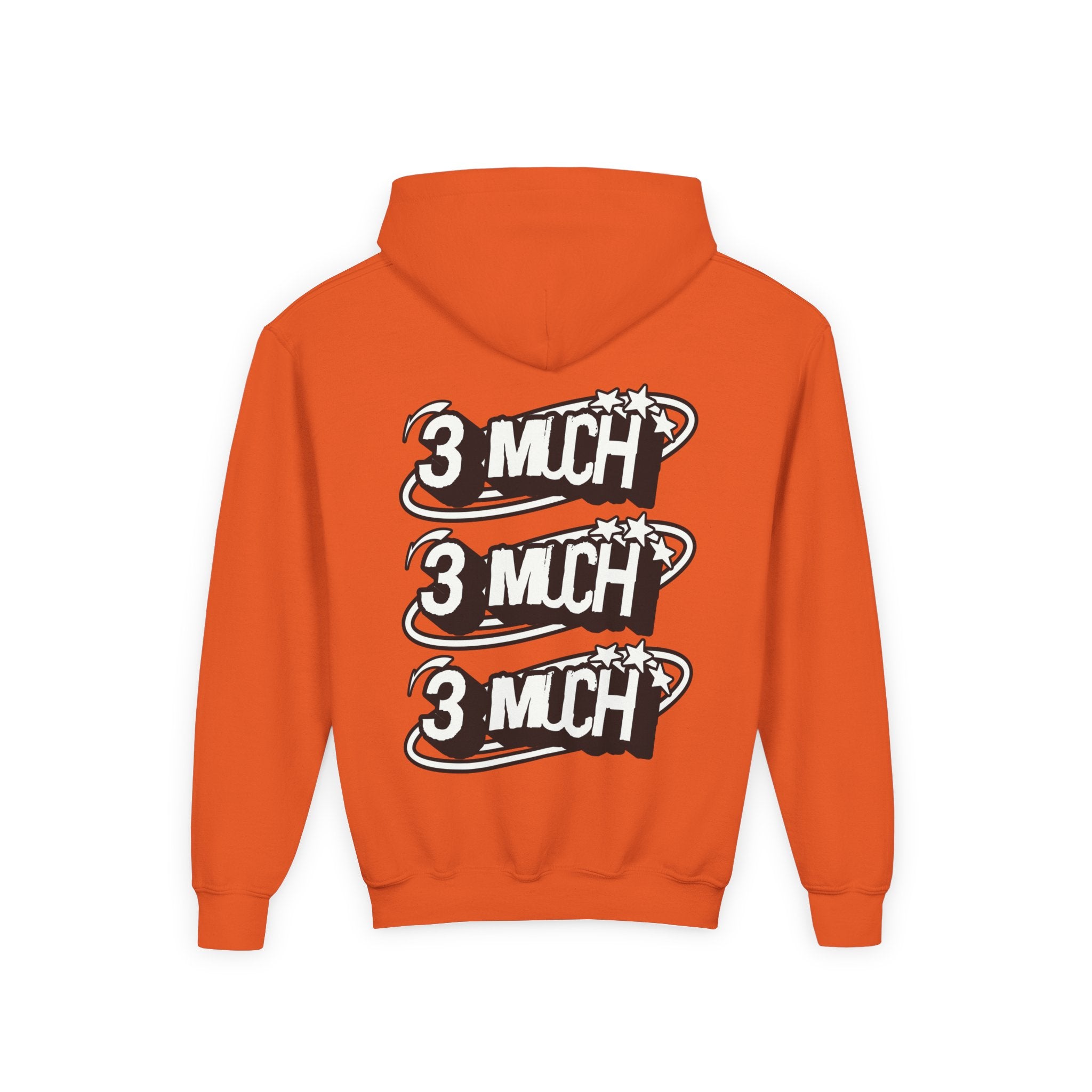 Youth Hoodie — Retro '3 MUCH'Style Graphic Pullover