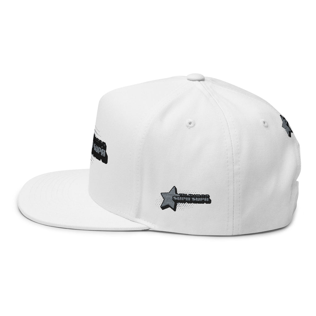 Embroidered Star Snapback Hat — 'Supa Supa' Retro Logo Flat-Bill Cap