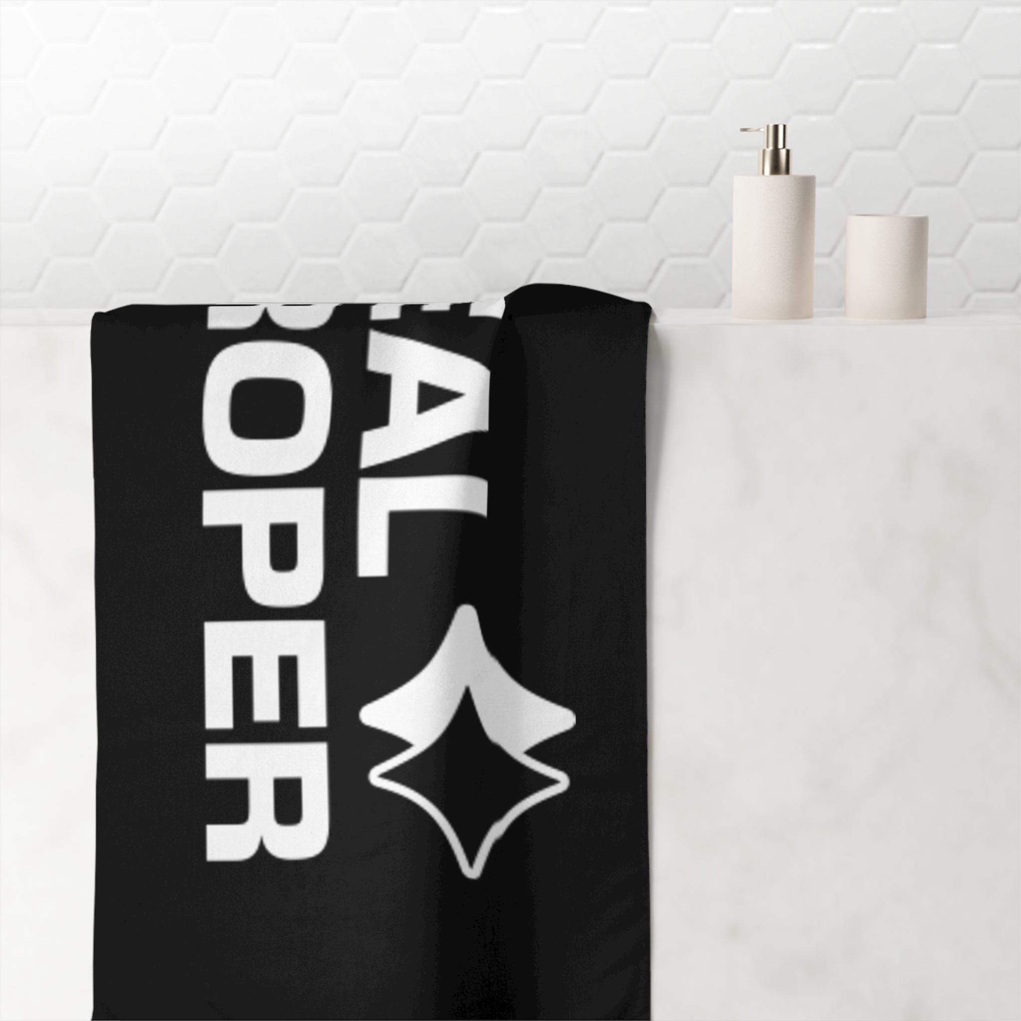 Real Proper Beach Towel — Black Graphic Cotton Bath & Beach Towel