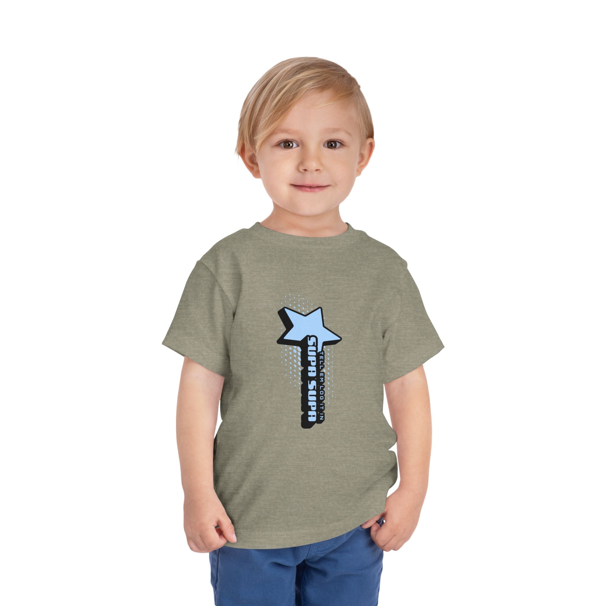 Toddler Tee — Blue Star "Tell em log it in" Graphic