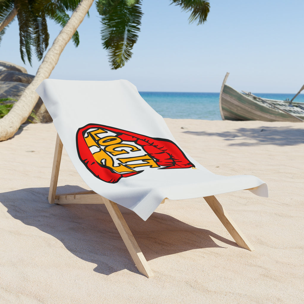 Towel — Bold "Log It in" Graphic Beach Towel