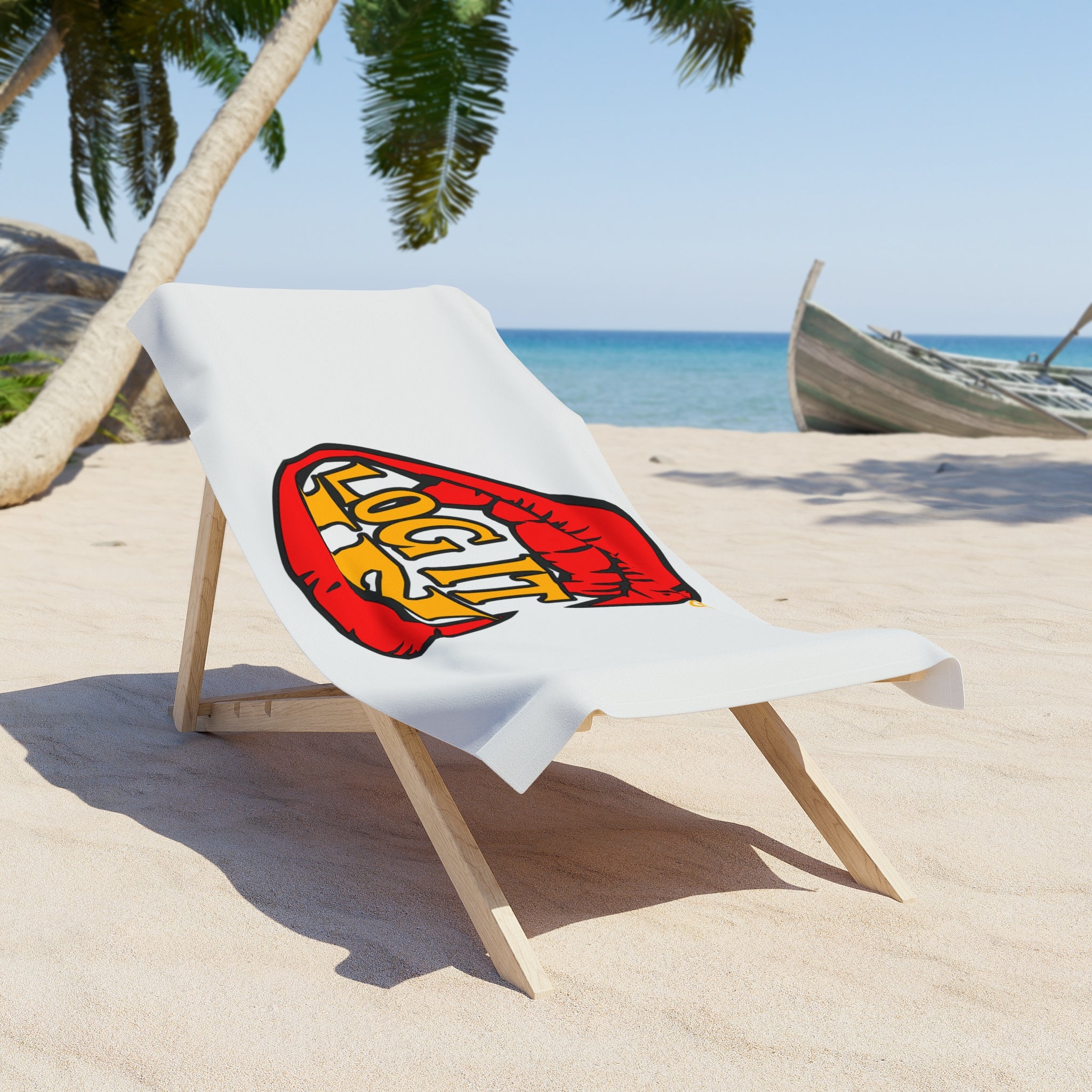 Towel — Bold "Log It in" Graphic Beach Towel