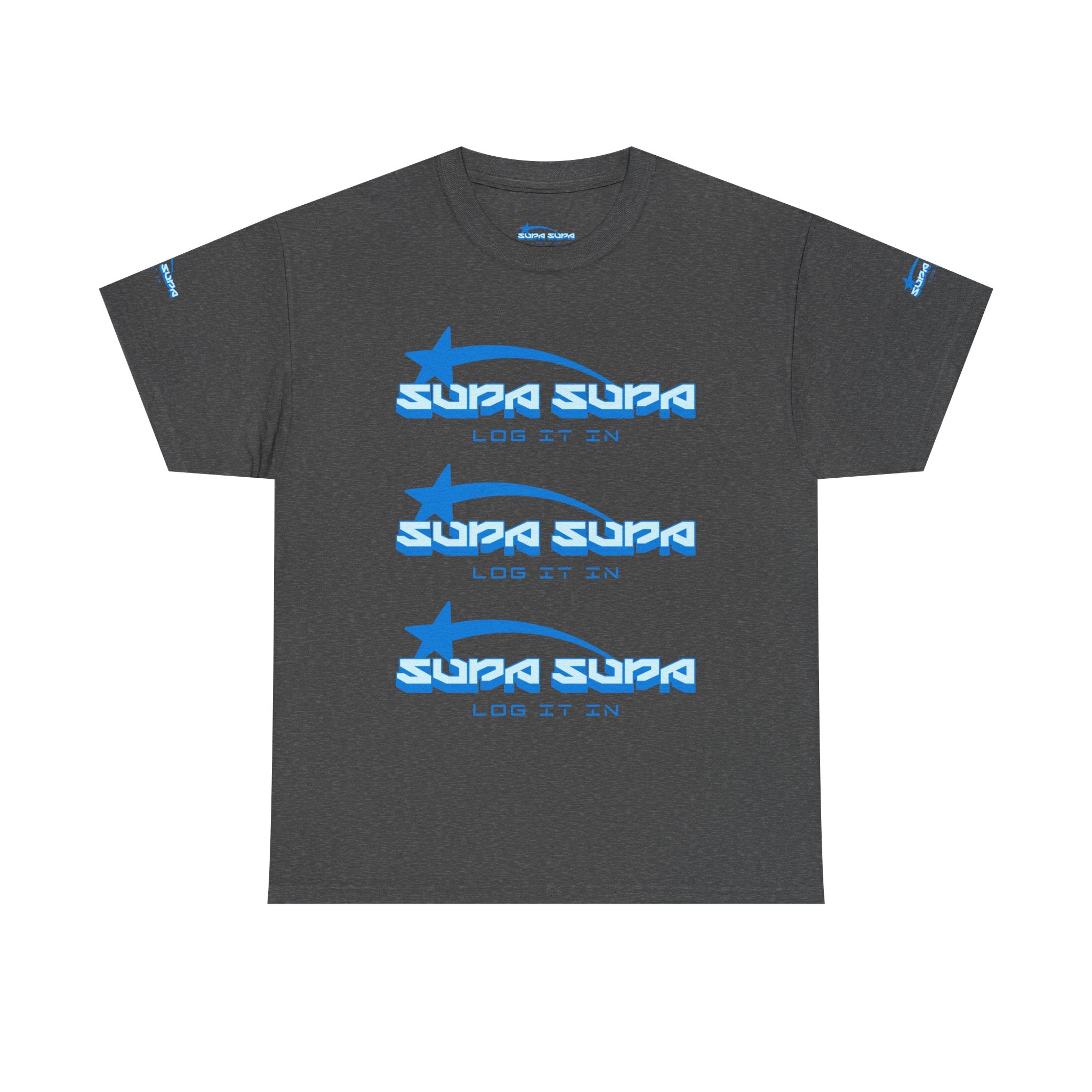 Supa Supa Retro Logo Tee — Blue Graphic Cotton T-Shirt